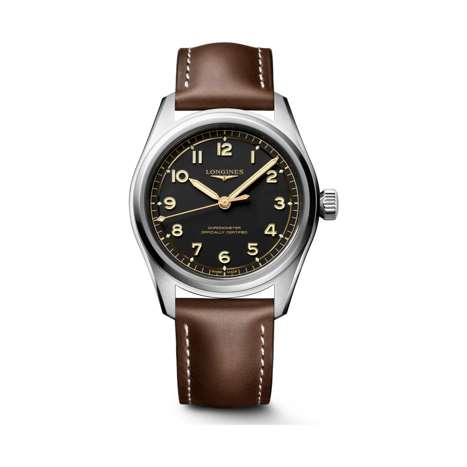 Longines Spirit Pilot Automatic 39 mm Leather Strap Black Mens Watch L3.809.4.53.2