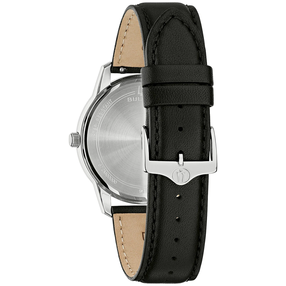 Bulova Classic Leather Black Quartz, 40mm Men's Watch 96B473