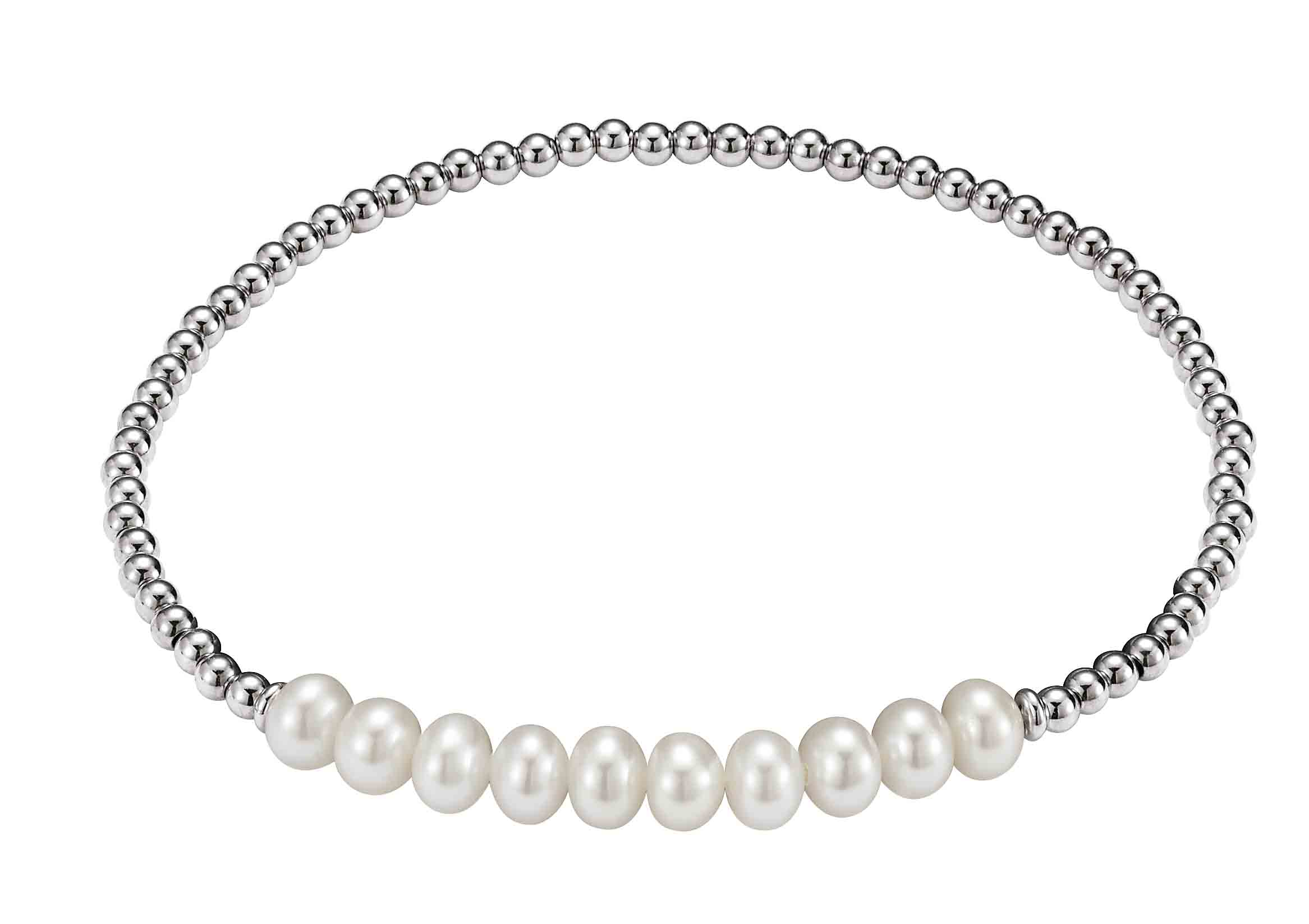 Adriana ball bracelet silver rhod. with several freshwater pearls G6-94