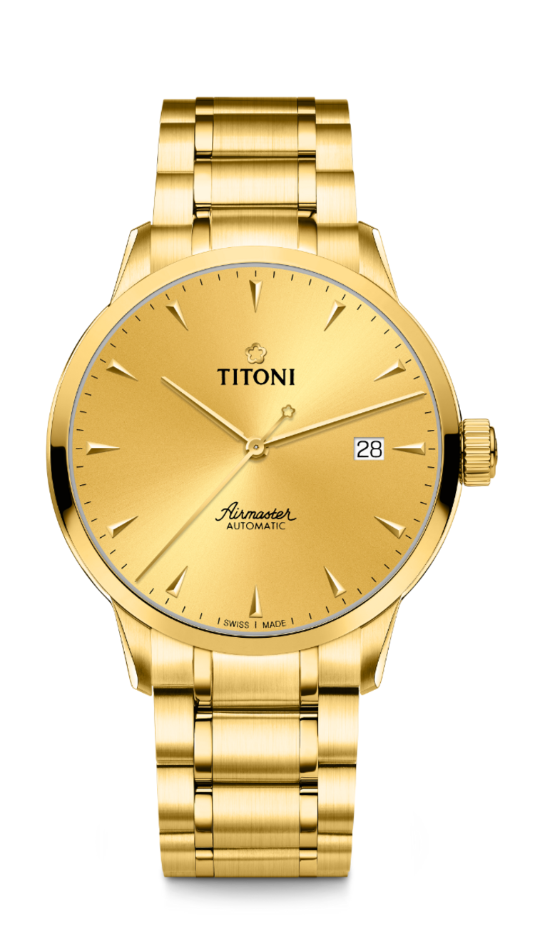 Titoni Airmaster yellow gold men's watch 83733G-651