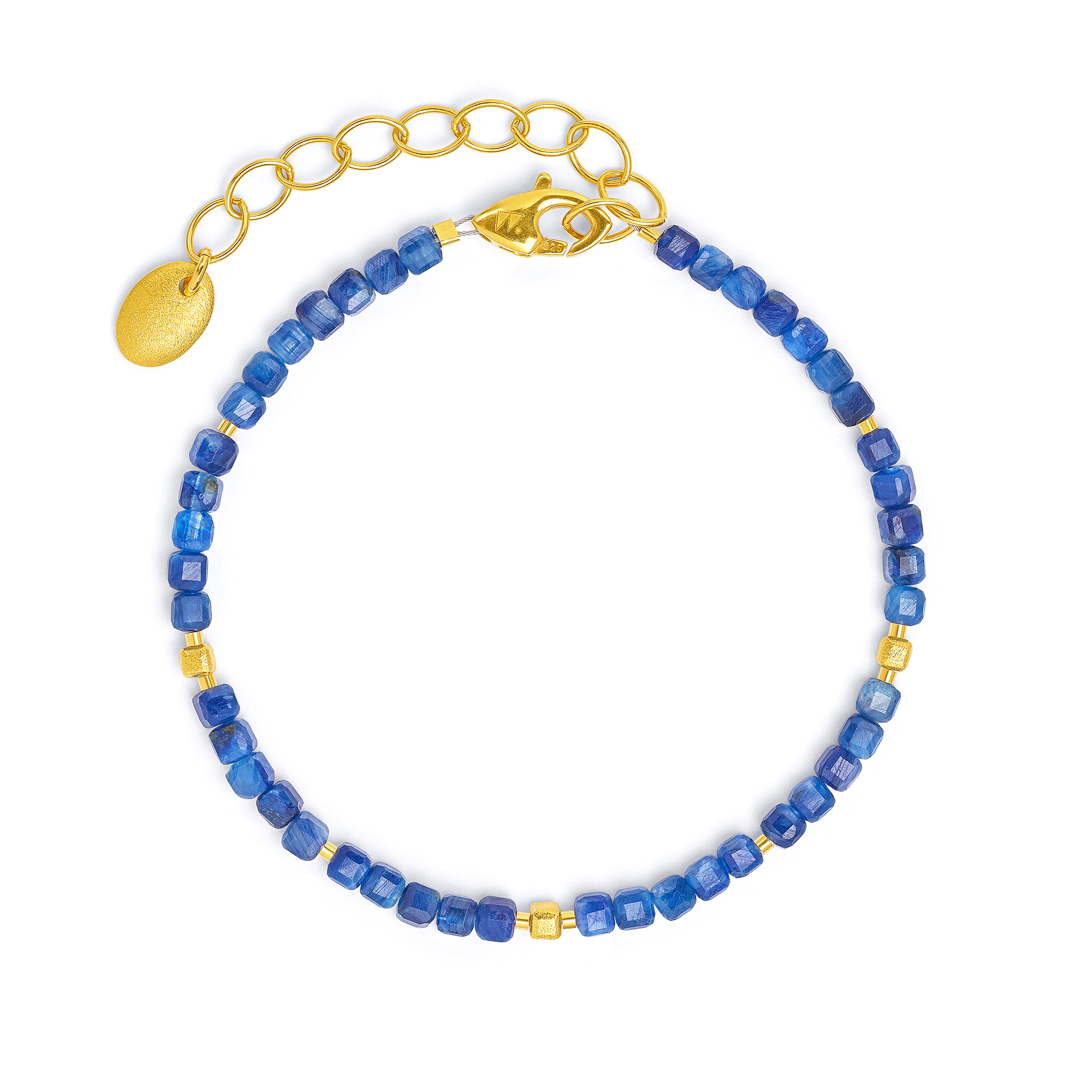 Bernd Wolf Armband Cuseno Designlinie Cubes, Kyanit, Blau, Gold, 17-21cm