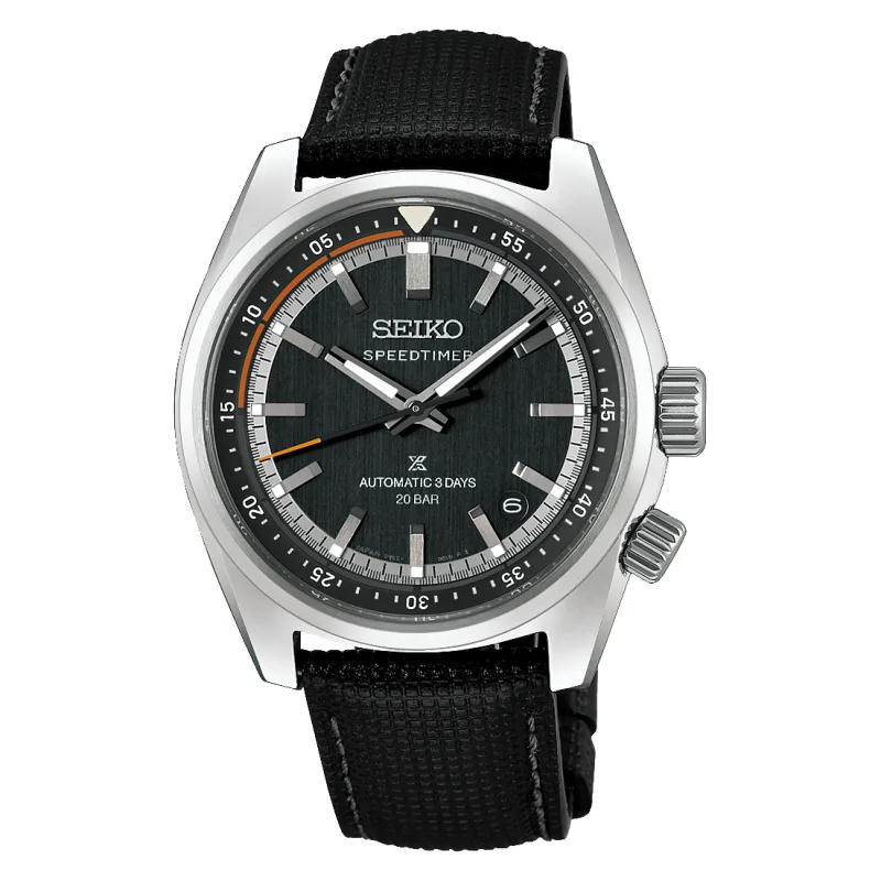 Seiko Prospex Speedtimer Automatic Blue Grey Leather Strap Mens Watch HBC004J1