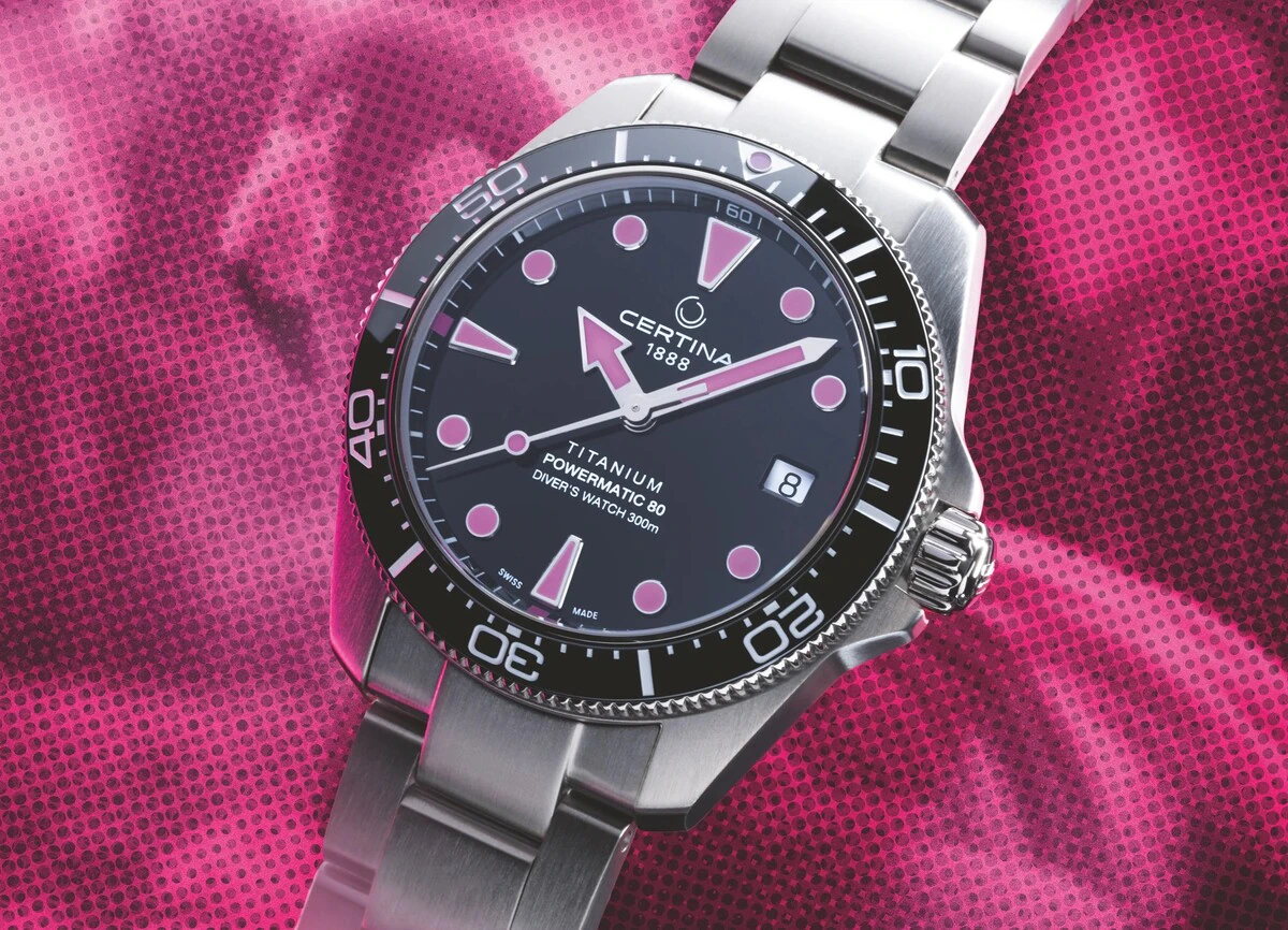 Certina DS Action Diver 38mm Titanium Automatic, Black, Pink Ladies' Watch C048.807.44.051.01