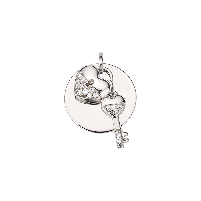 CEM 925 silver engraving plate with heart and key BAH905418