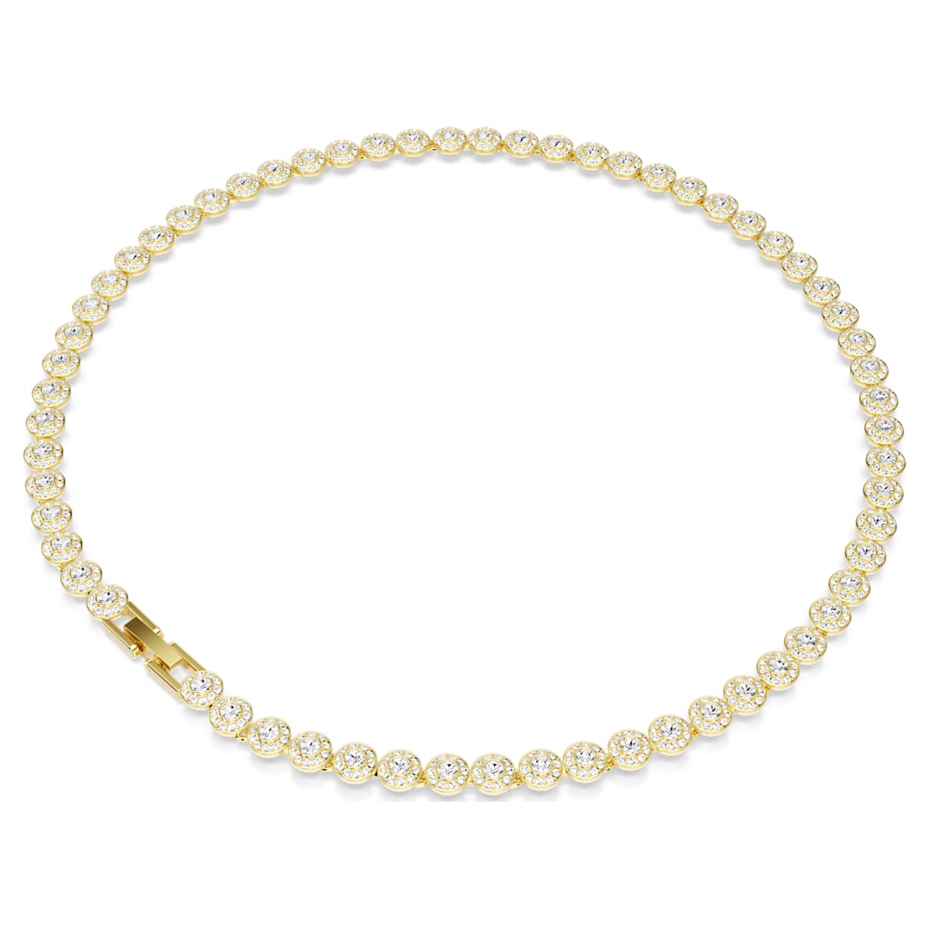 Swarovski Una Angelic necklace, round cut, small, white, gold alloy layer