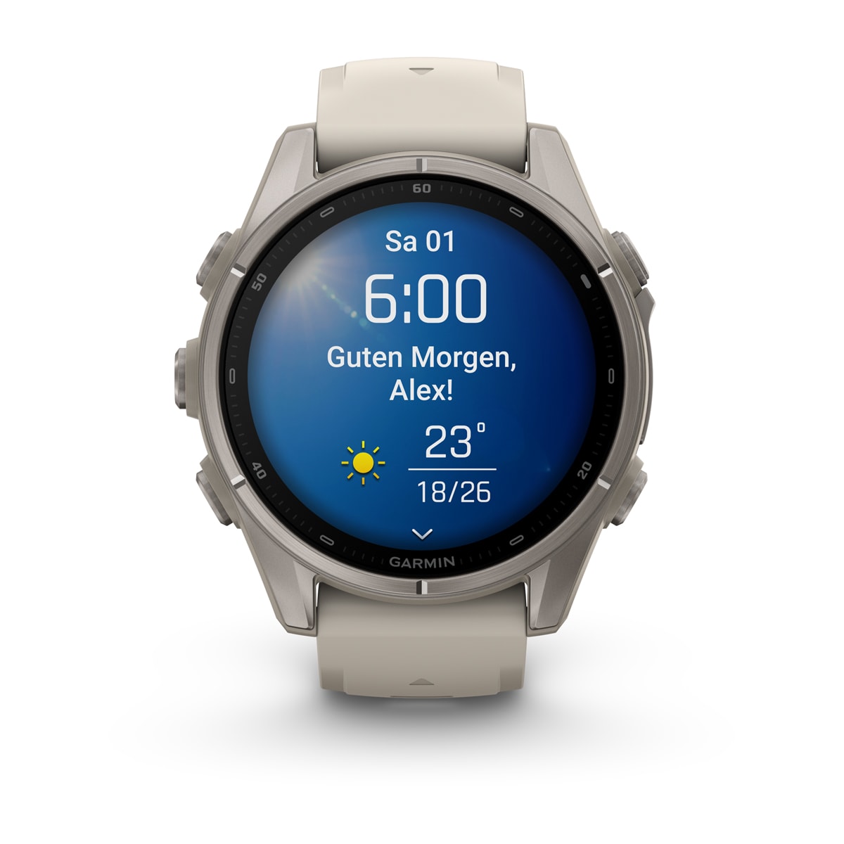 Garmin fēnix® 9 - 43 mm AMOLED Sapphire Fog Gray/Titanium with Fog Gray Silicone Band 010-04761-01