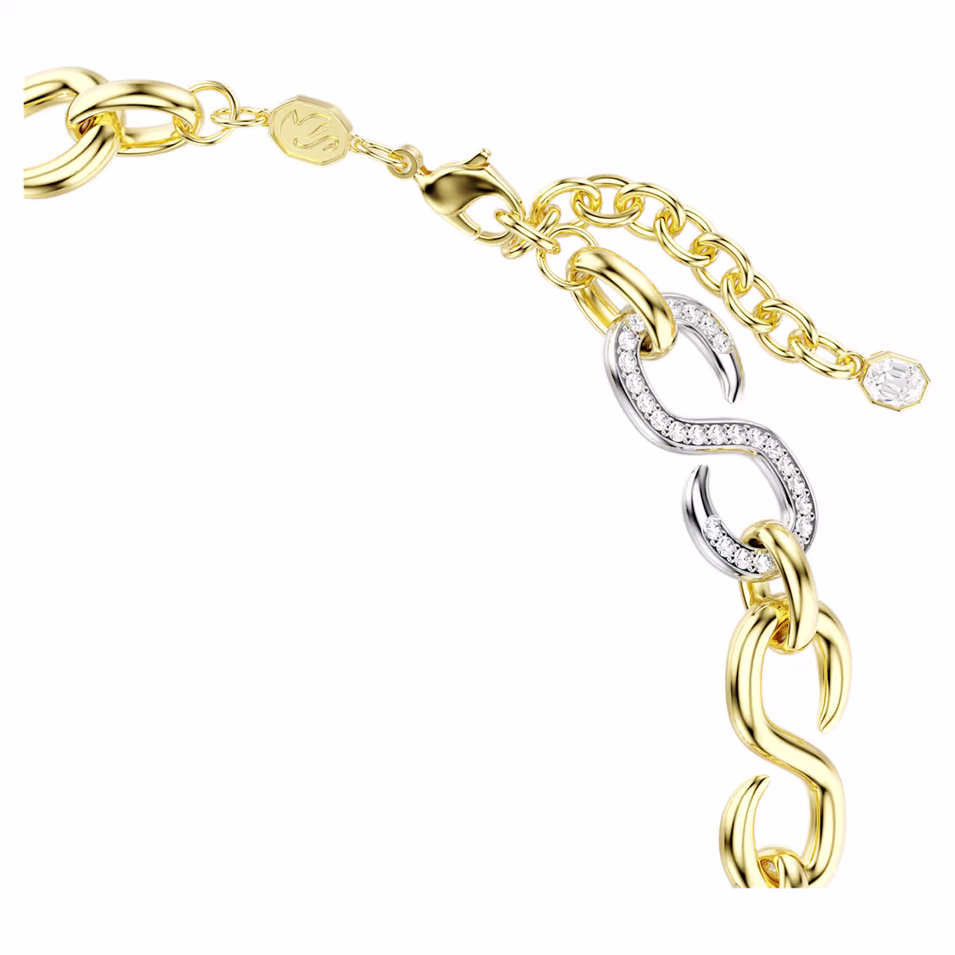 Swarovski Dextera necklace, round cut, chain, white, metal mix