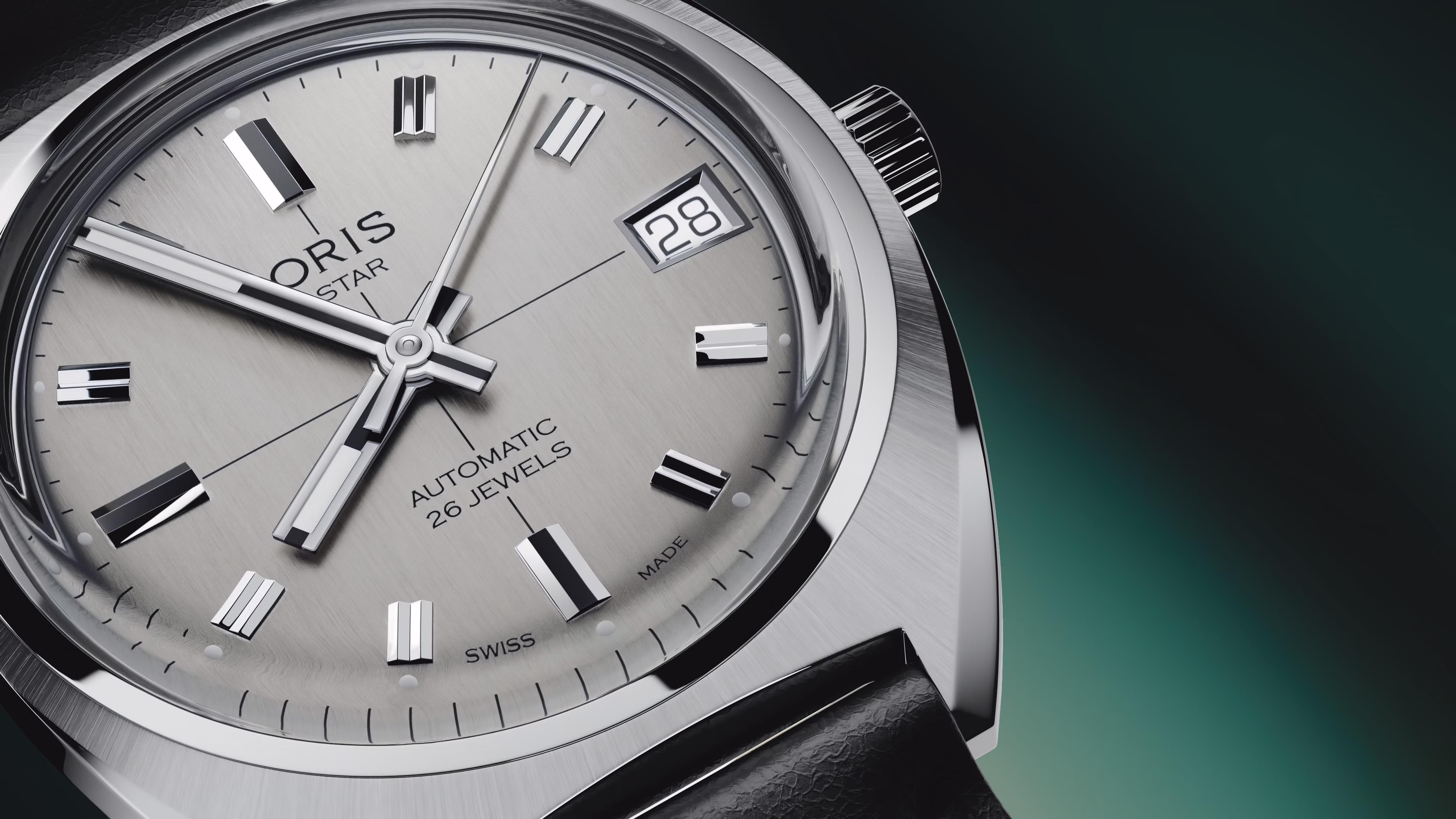 Oris Heritage Oris Star Edition, 35mm, automatic, leather strap, grey men's watch 01 733 7813 4151-Set