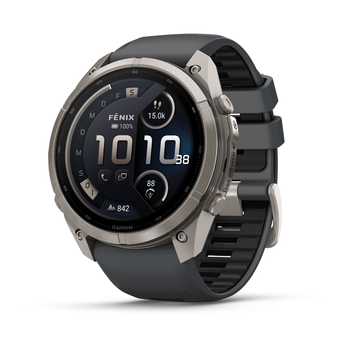 Garmin fēnix® 9 Pro inReach® - 51 mm AMOLED Sapphire Titanium with Graphite/Black Silicone Band 010-04337-21