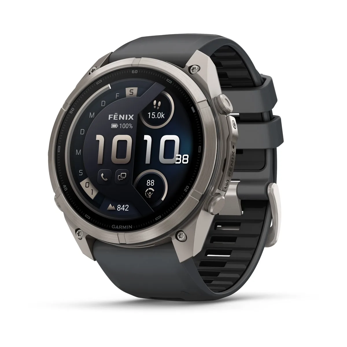 Garmin fēnix® 9 Pro inReach® - 51 mm AMOLED Sapphire Titanium with Graphite/Black Silicone Band 010-04337-21