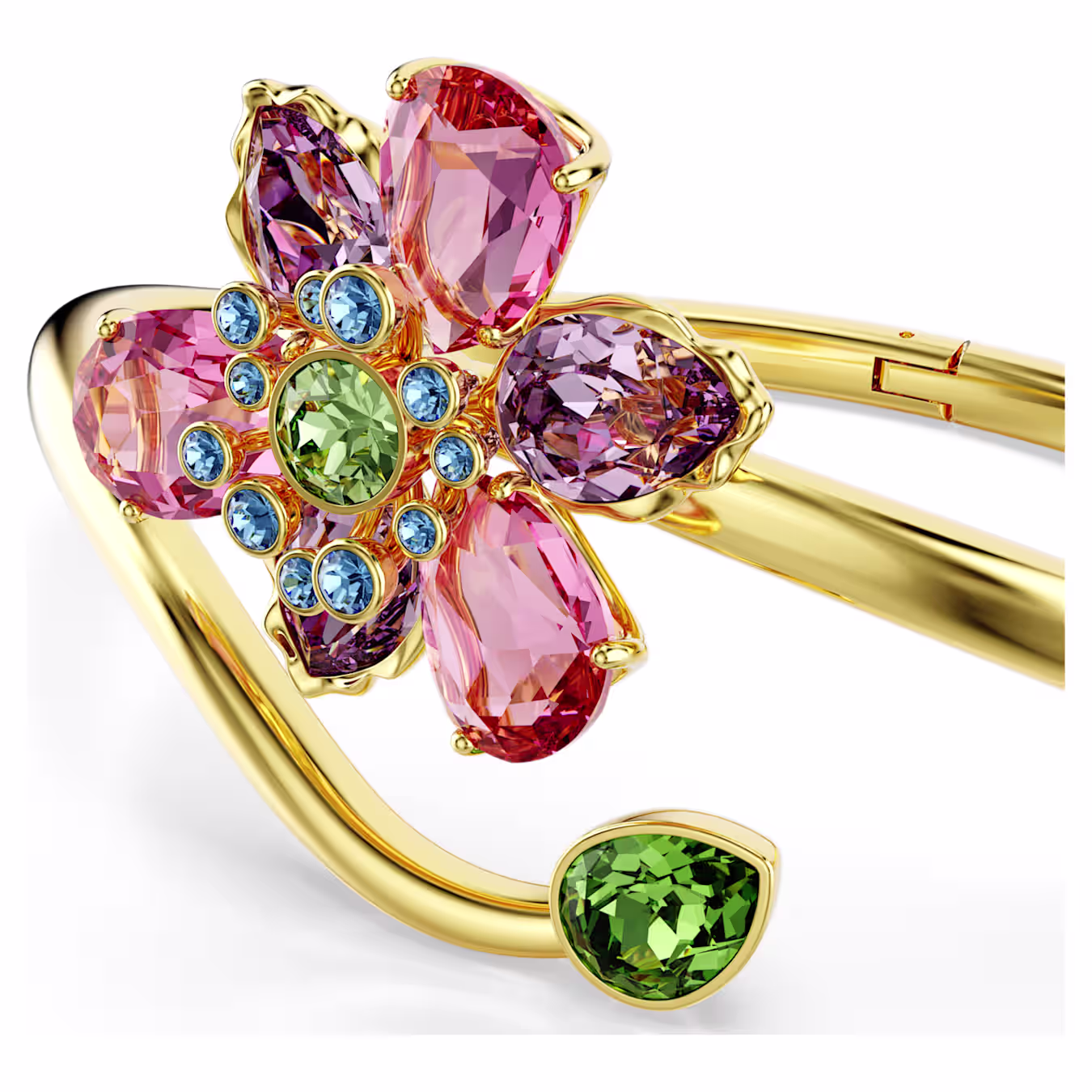 Swarovski Idyllia bangle, various cuts, flower, multicoloured, 18k gold plated