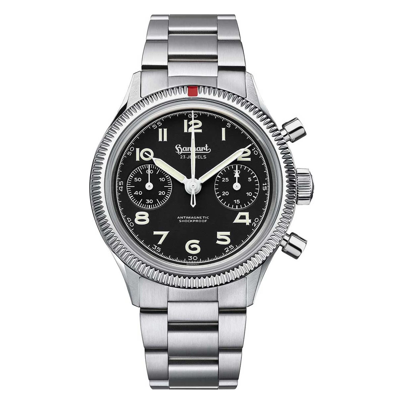 Hanhart 417 ES 1954 39 mm Steel Bracelet Silver Men's Watch H701.210-6428
