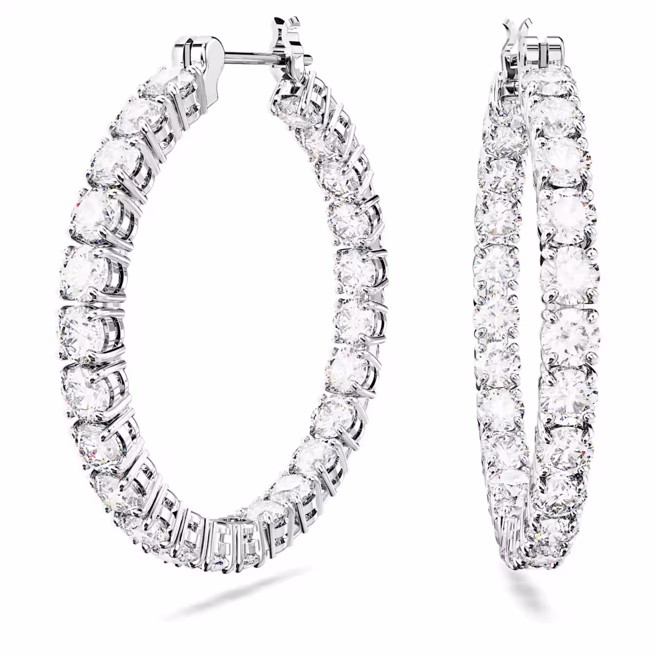 Swarovski Matrix Kreolen Rundschliff, Weiß, Rhodiniert