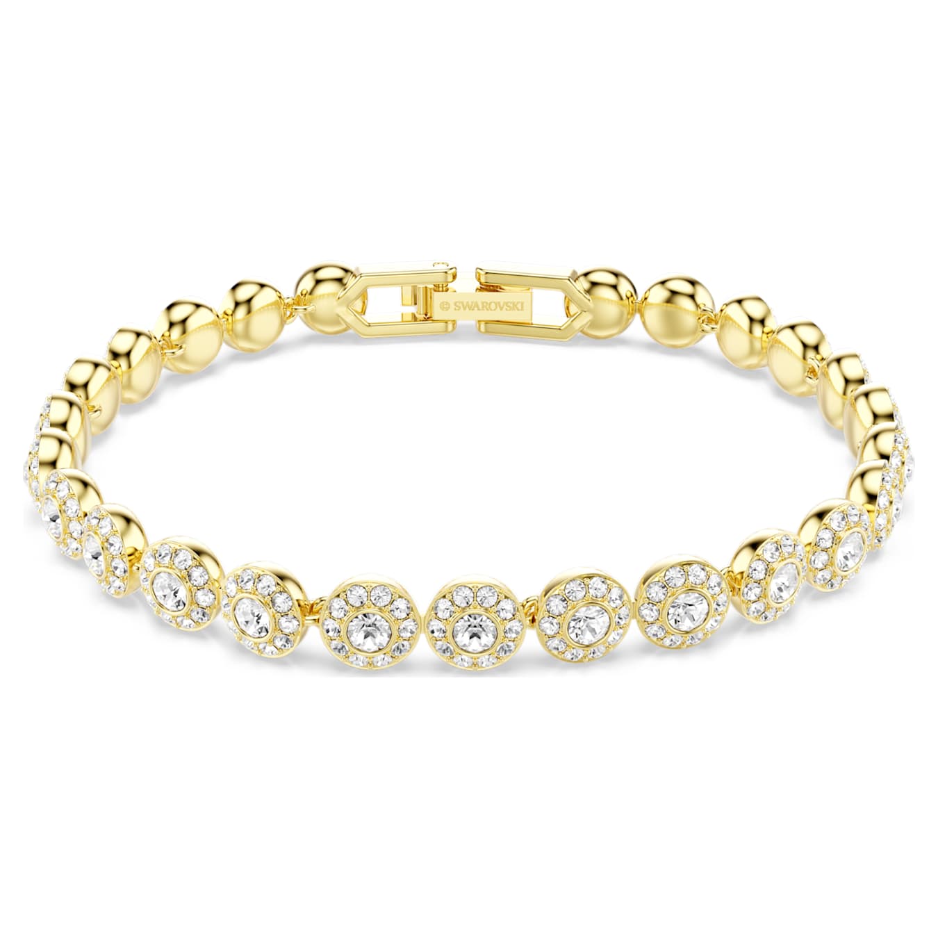 Swarovski Una Angelic bracelet, round cut, white, gold alloy layer