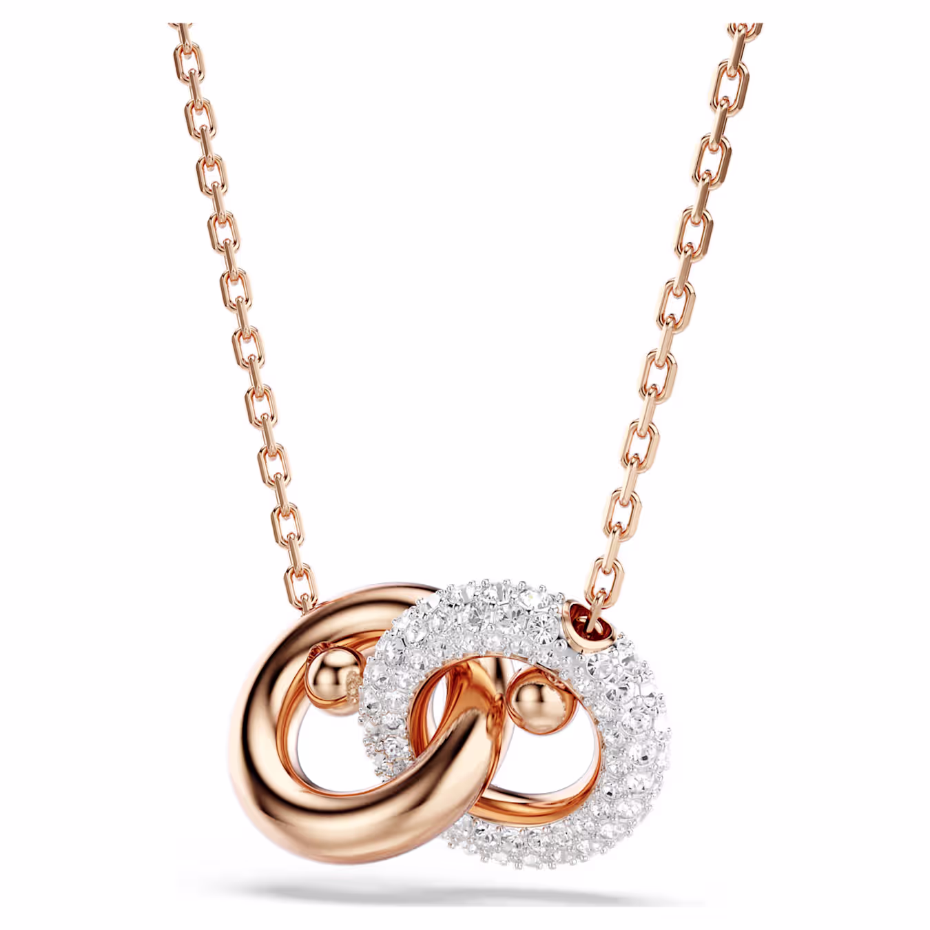 Swarovski Dextera pendant, round cut, white, rose gold alloy layer