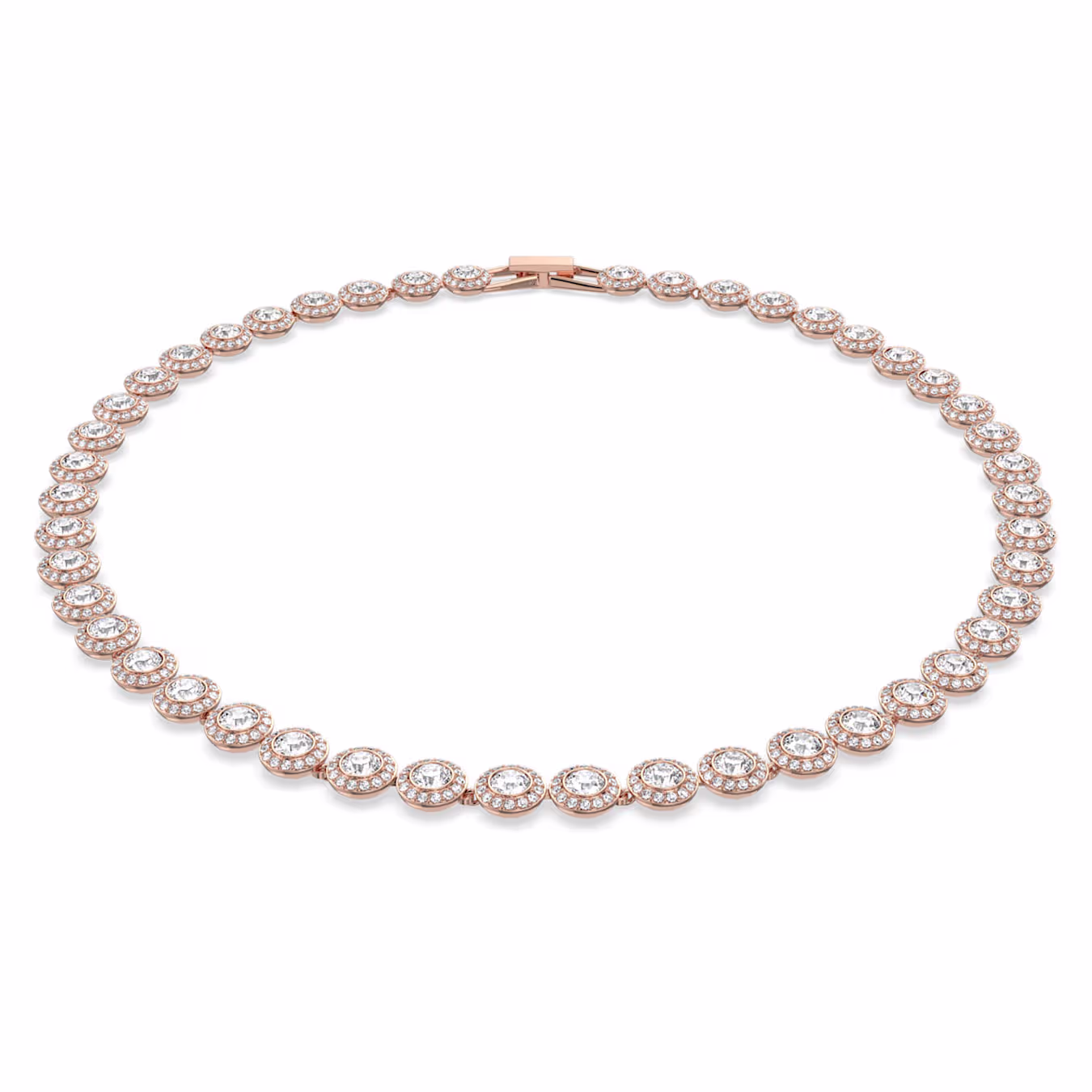 Swarovski Una Angelic necklace, round cut, medium, white, 18k rose gold plated