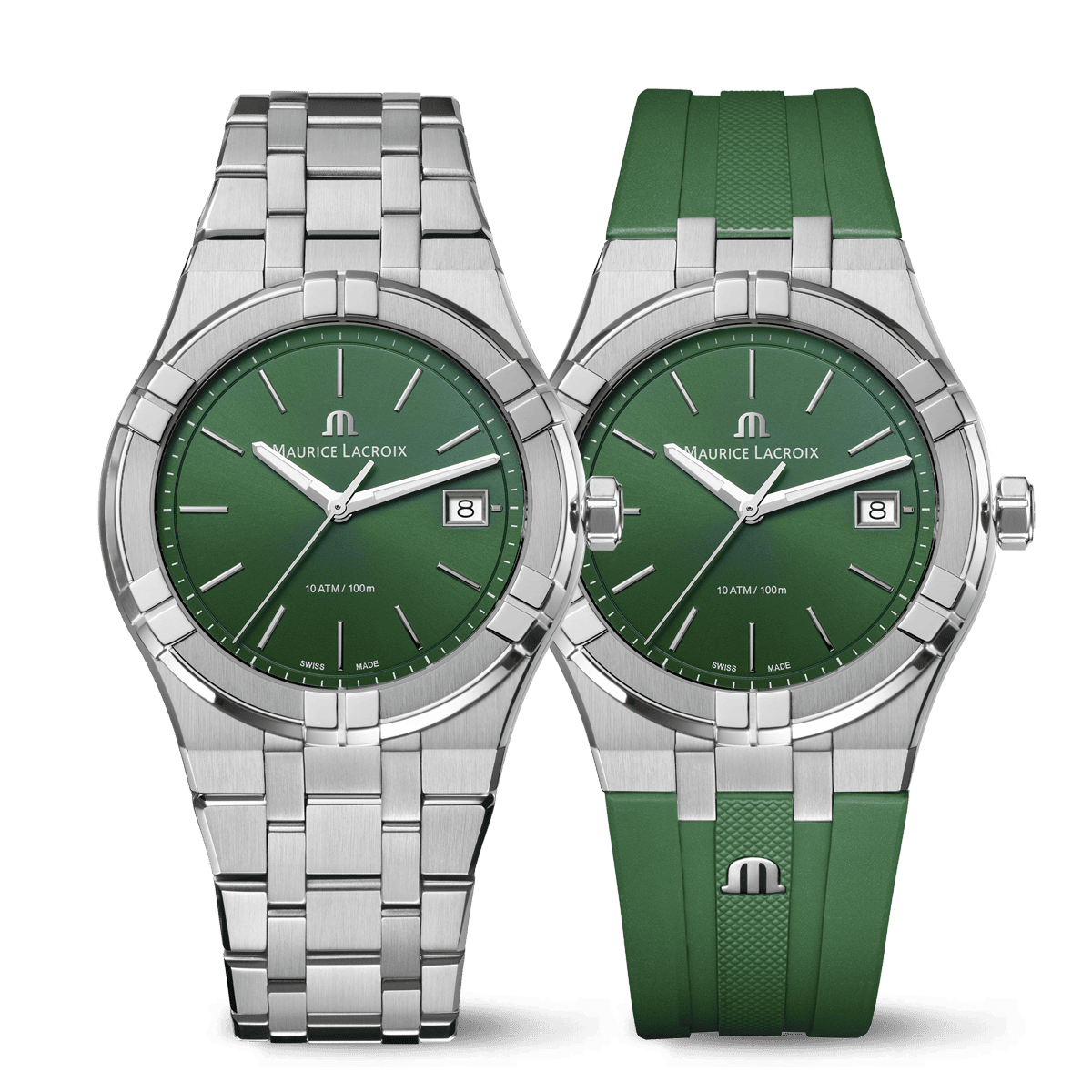 Maurice Lacroix Aikon Quartz Date 40mm, Green, including spare strap Men's watch AI1108-SS00F-630-D
