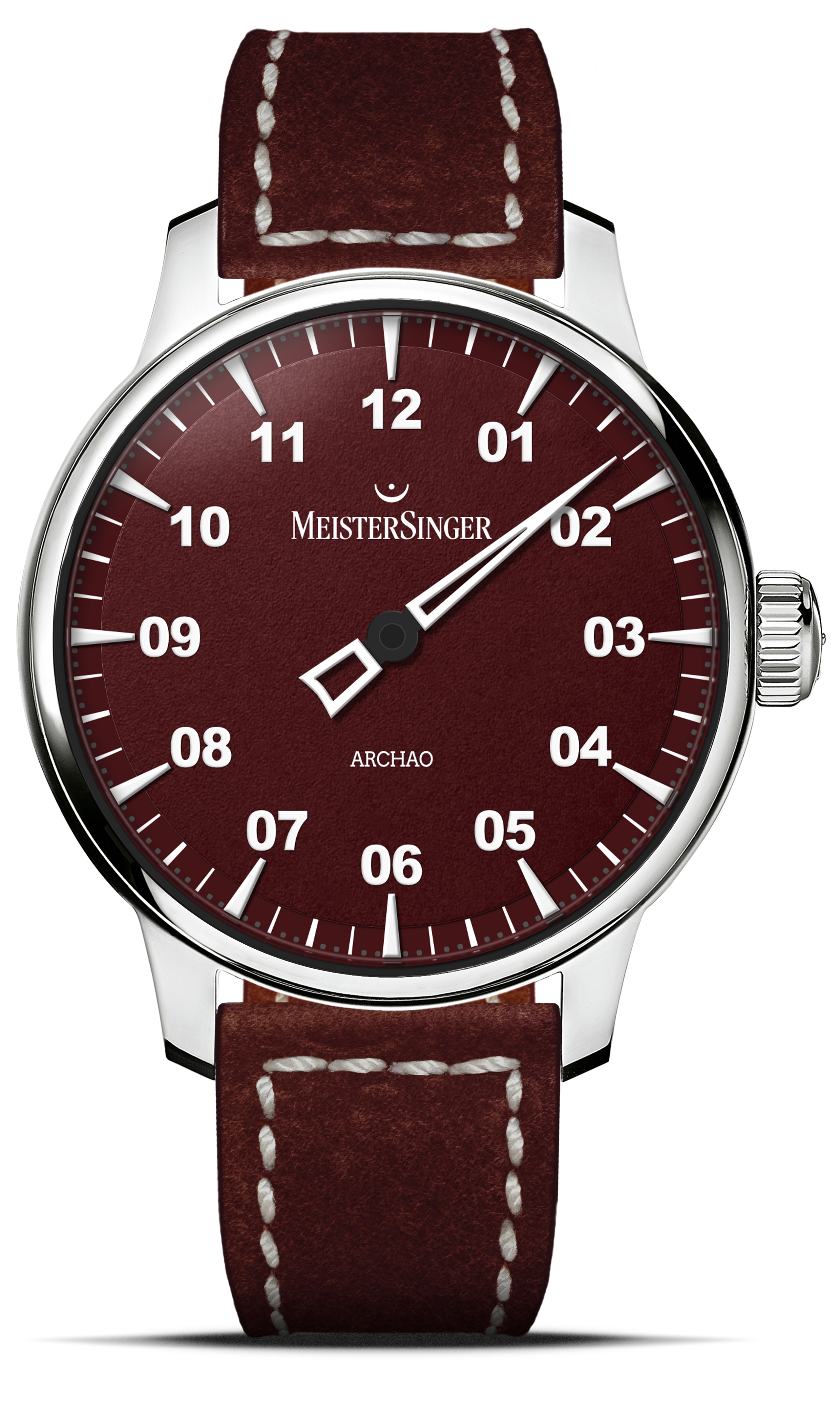 Meister Singer Archao DLC, red, automatic movement, 43mm, leather strap men's watch AR911BL