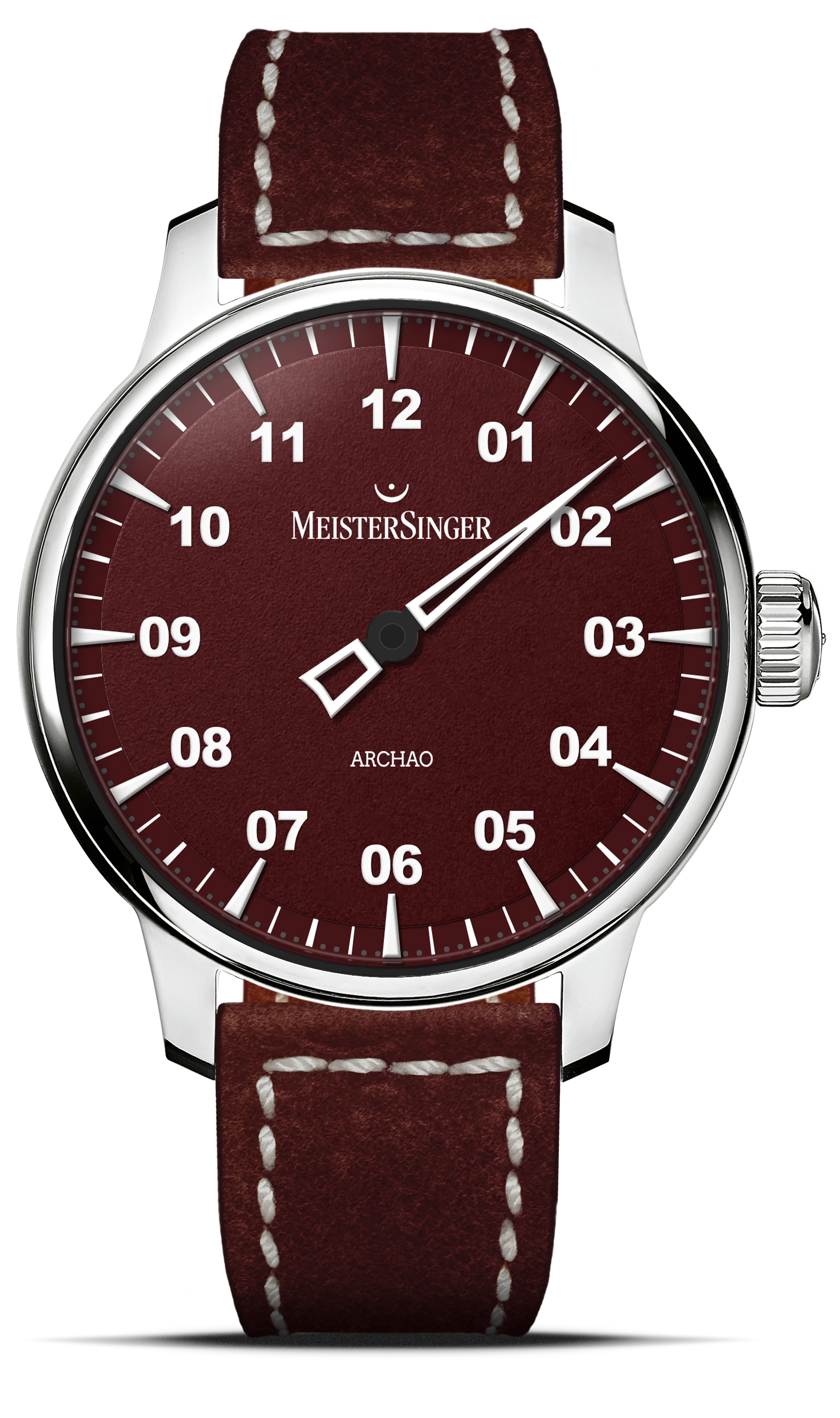 Meister Singer Archao DLC, red, automatic movement, 43mm, leather strap men's watch AR911BL