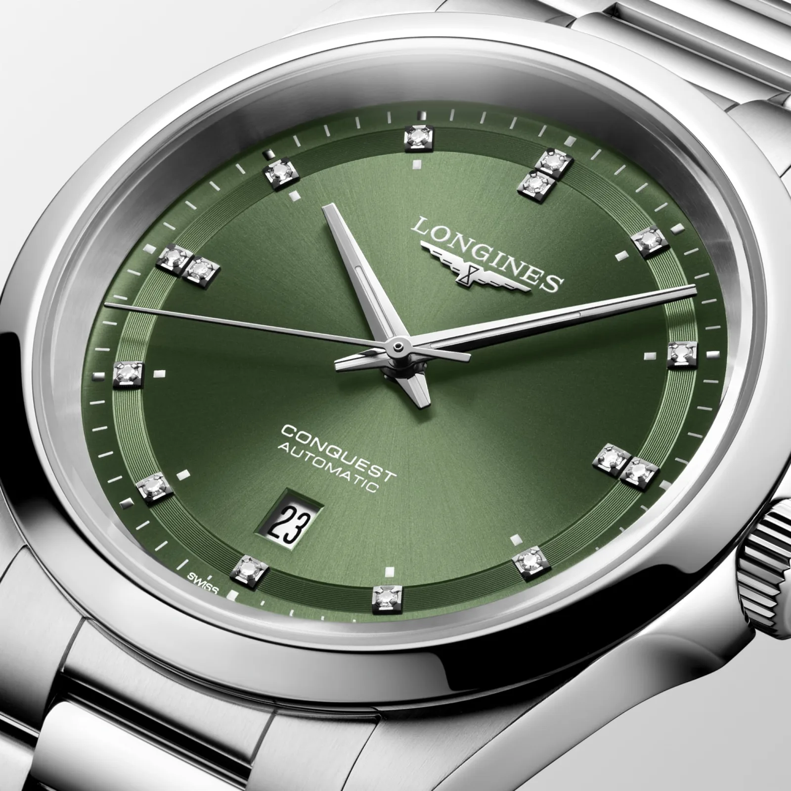 Longines Conquest Automatic 41 mm Steel Bracelet Green Mens Watch L3.830.4.07.6
