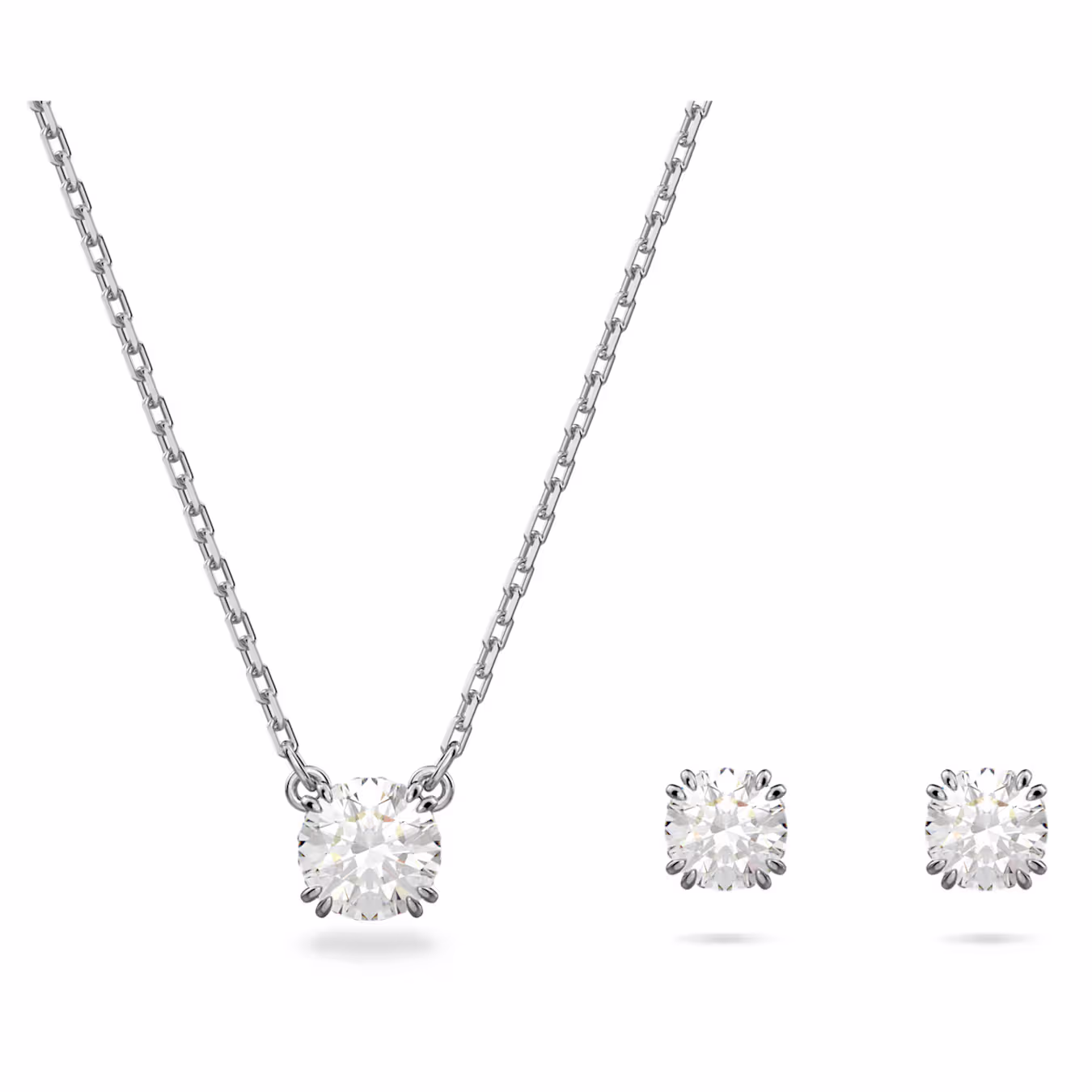 Swarovski Stilla Set Round Cut, White, Rhodium Plated