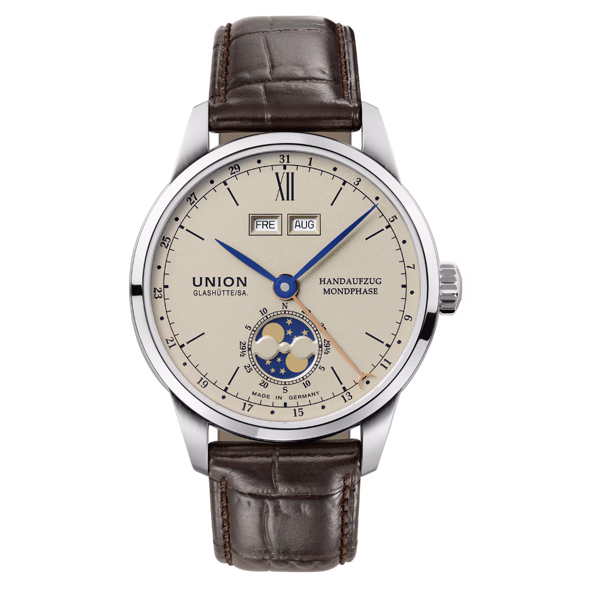 Union Glashütte 1893 Johannes Dürrstein Edition "Double Moon Phase" 41 mm, automatic, 60-hour power reserve men's watch D007.458.16.039.00