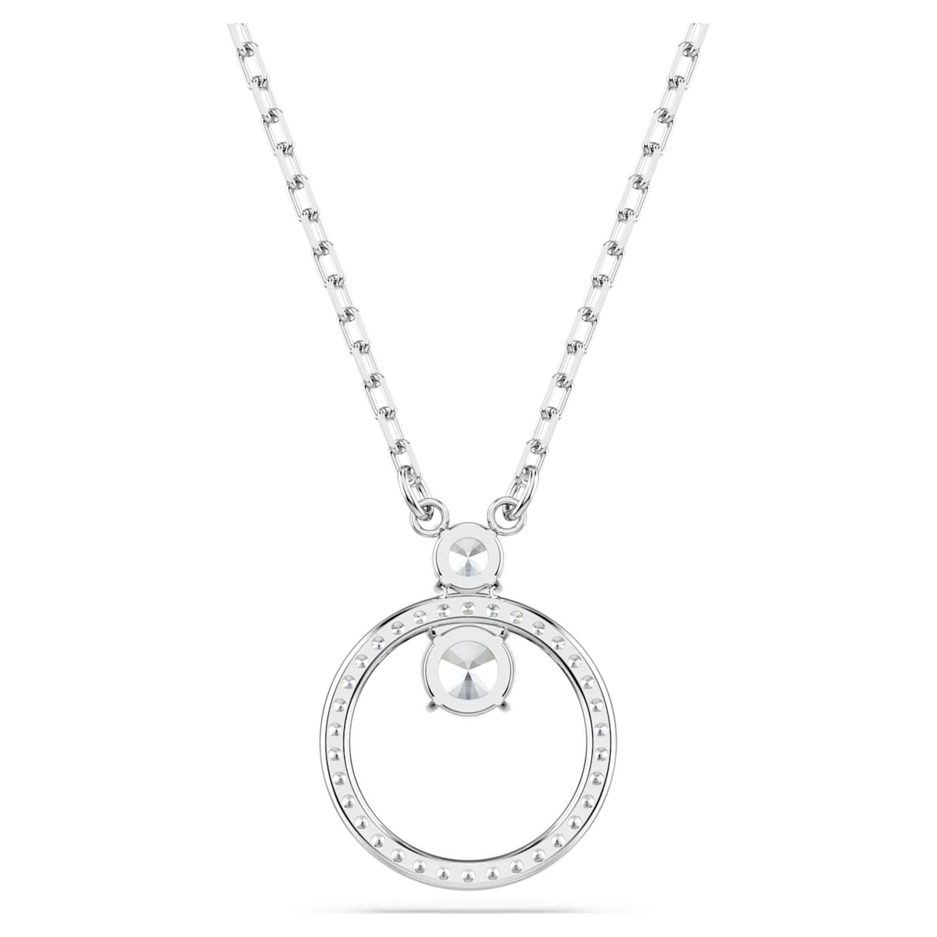Swarovski Constella necklace pendant, pavé, round cut, white, rhodium-plated