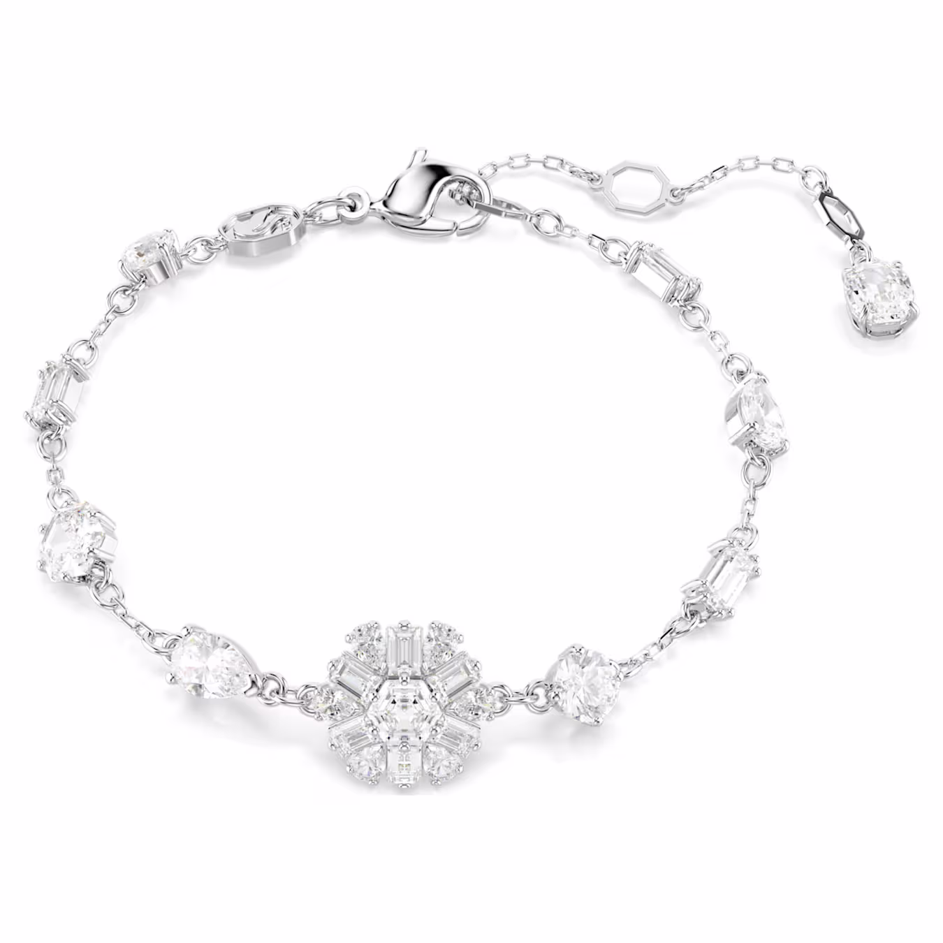 Swarovski Idyllia Bracelet, Various Cuts, Snowflake, White, Rhodium Plated