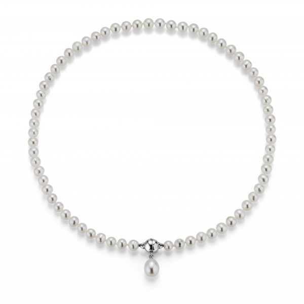 Adriana pearl necklace freshwater 6-9 mm round with drop hanger L24-6