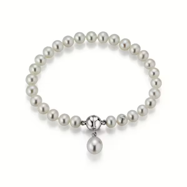 Adriana pearl bracelet freshwater 6-9 mm round with teardrop pendant L25-6