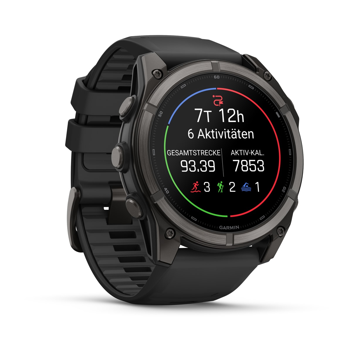 Garmin fēnix® 9 - 51 mm AMOLED Sapphire Black/Carbon Gray DLC Titanium with Black Silicone Band 010-04763-11