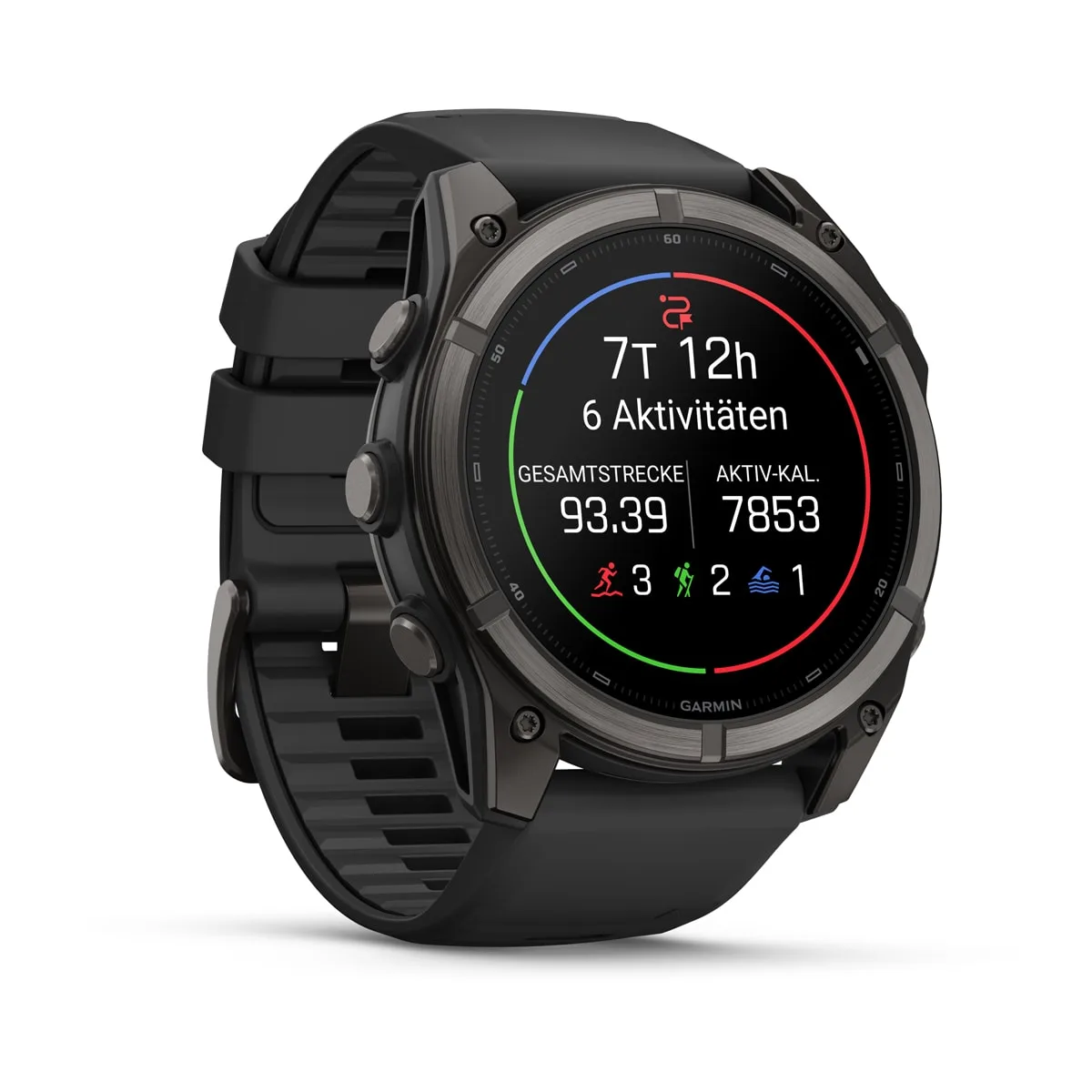 Garmin fēnix® 9 - 51 mm AMOLED Sapphire Black/Carbon Gray DLC Titanium with Black Silicone Band 010-04763-11