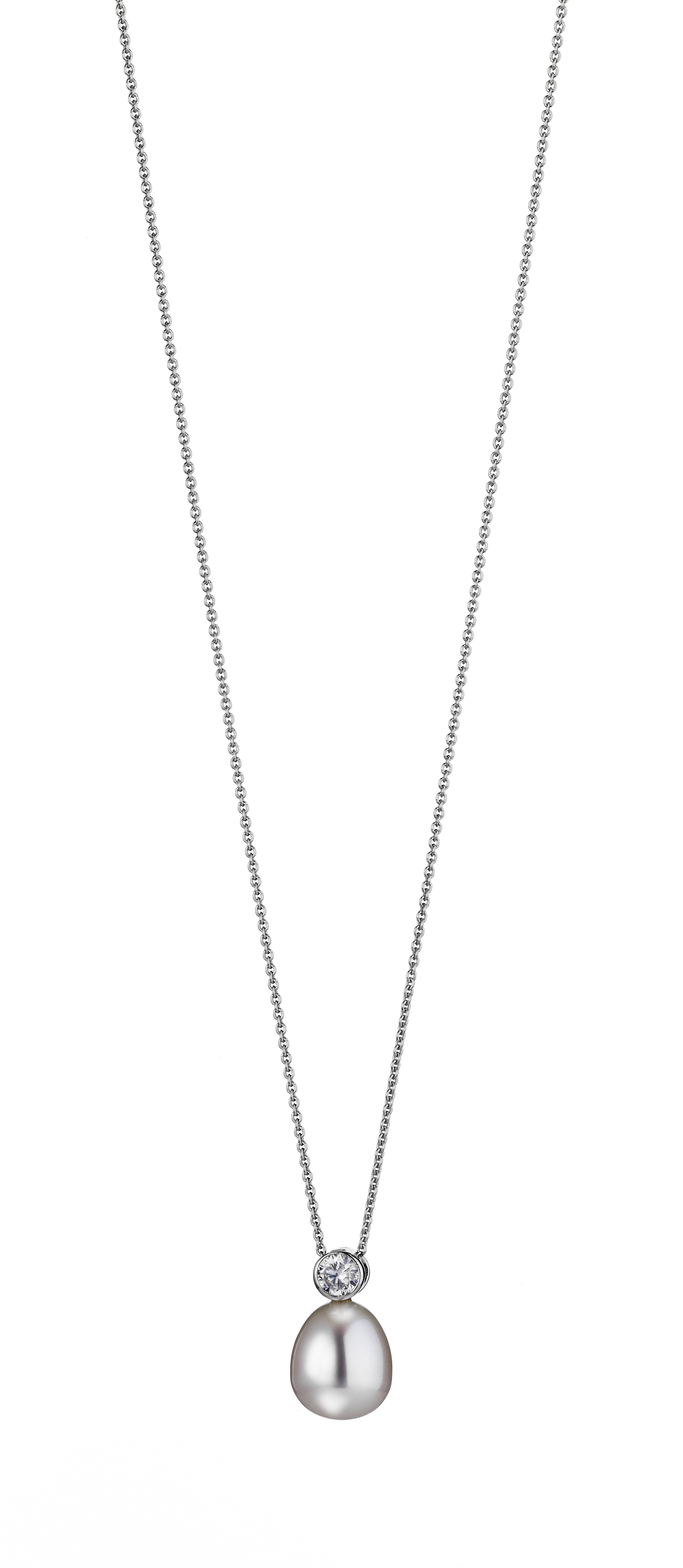 Adriana necklace with a pendant made of freshwater pearl and zirconia stone S2