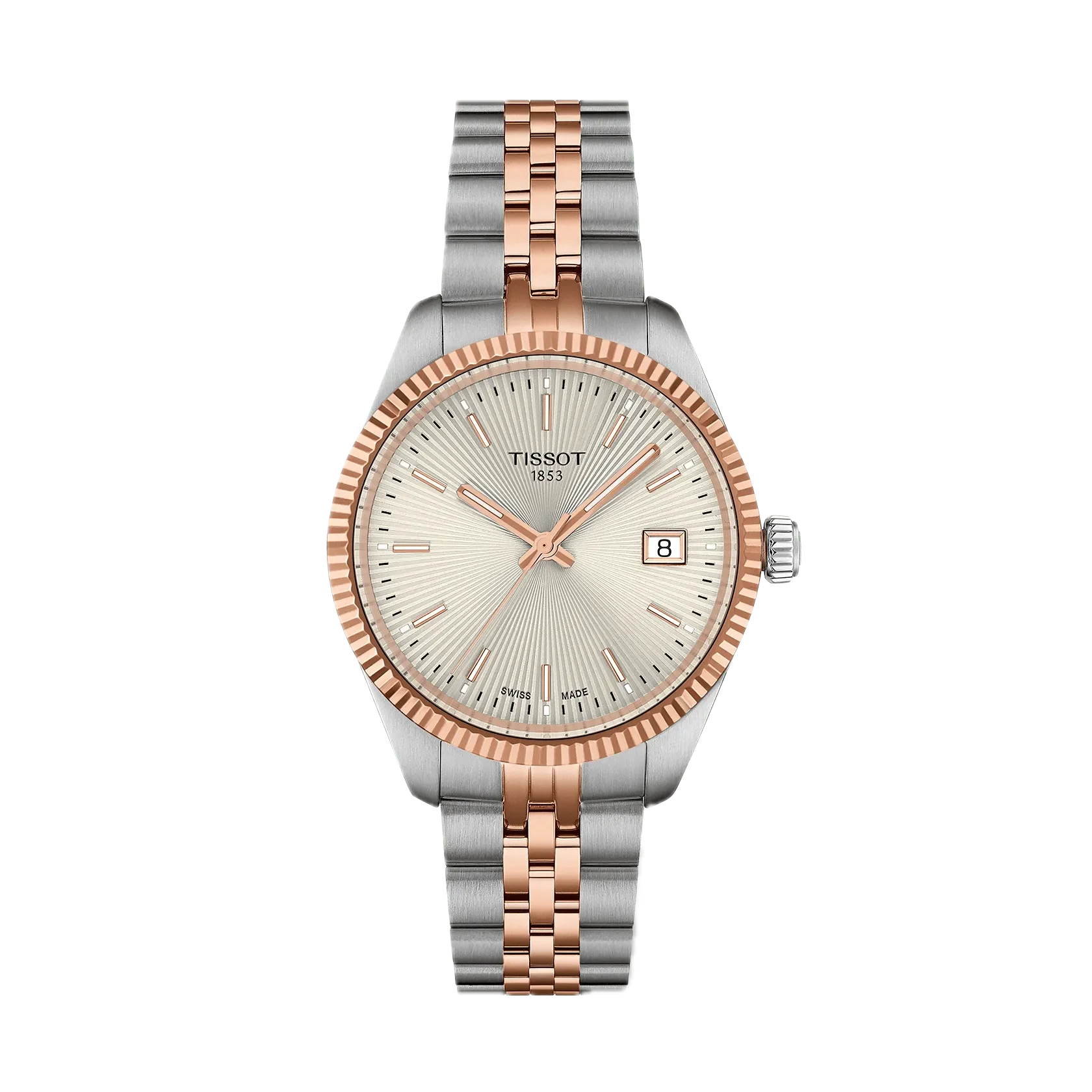 Tissot Ballade 34mm, Swiss quartz movement, grey and rose gold stainless steel bracelet, ladies' watch T156.210.22.031.01