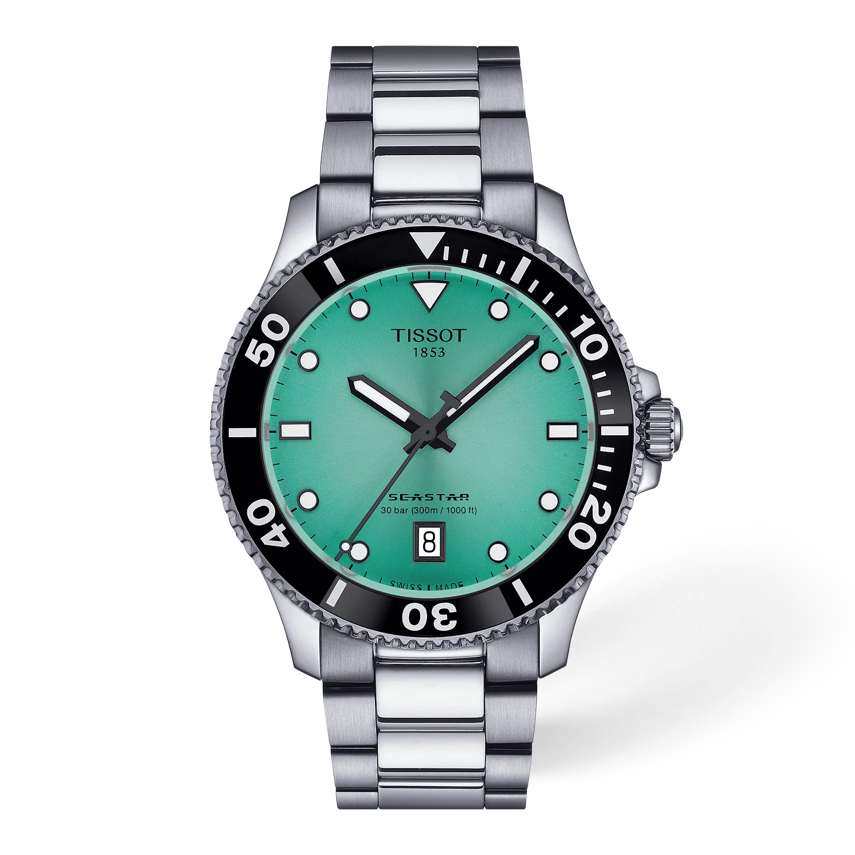 Tissot Seastar 1000 40mm, stainless steel case, 30 ATM, quartz movement, turquoise men's watch T120.410.11.091.00