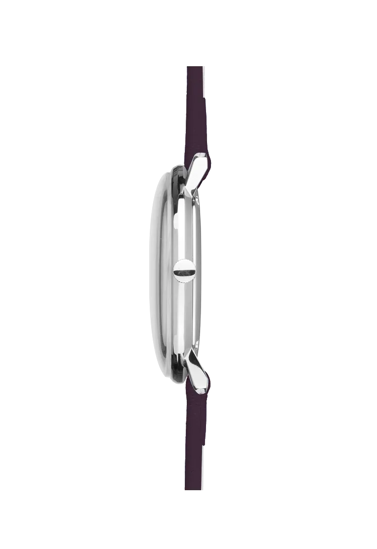 Junghans max bill ladies purple leather strap ladies watch 47/4558.02