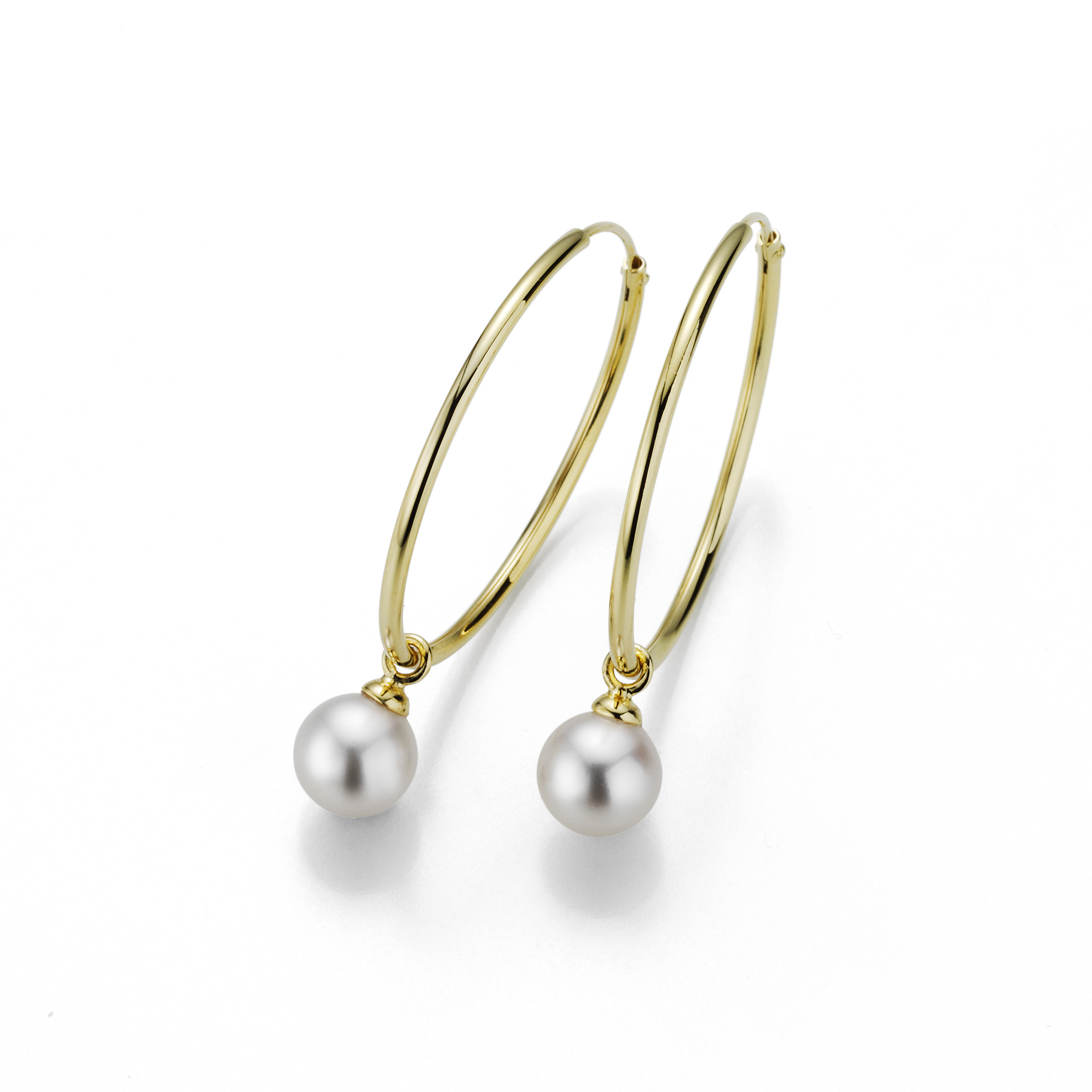 Adriana hoop earrings silver gold plated with freshwater pearls G8-90