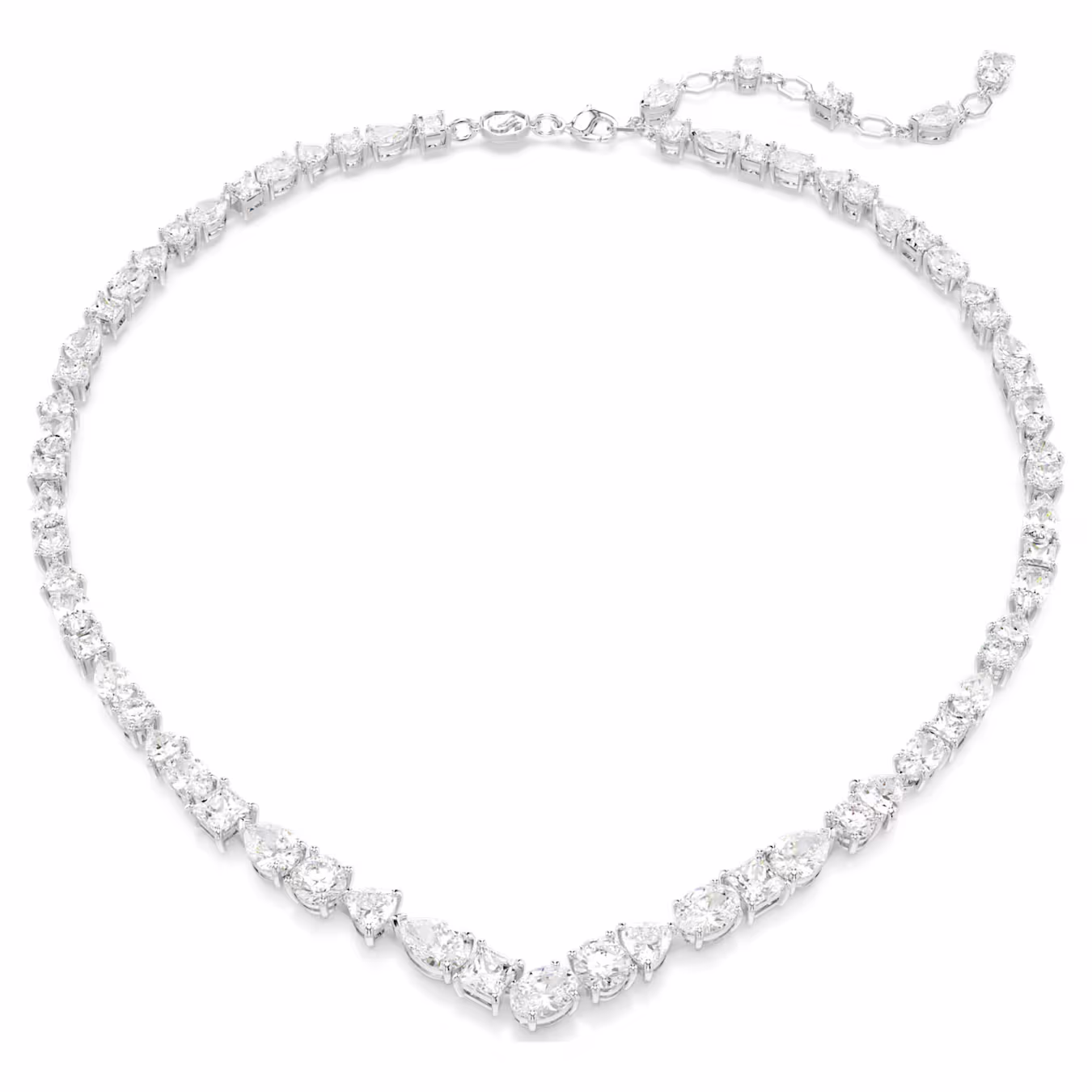 Swarovski Mesmera Necklace, Various Cuts, White, Rhodium Plated