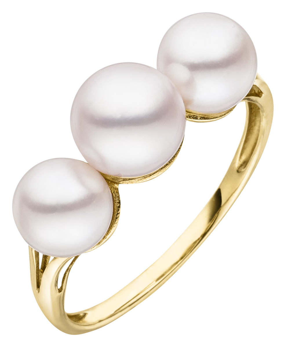Adriana gold ring with 3 Akoya pearls N36