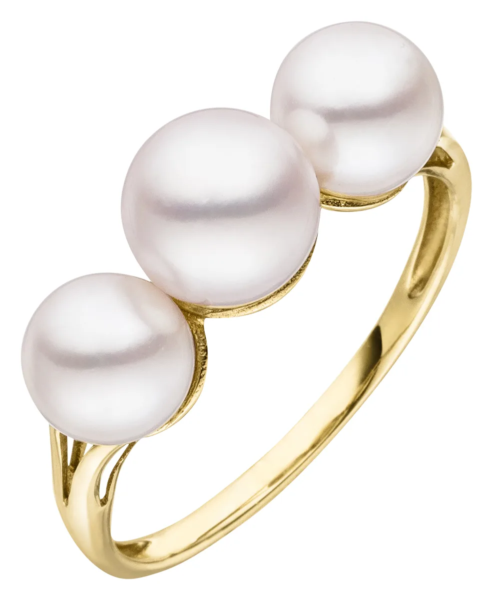 Adriana gold ring with 3 Akoya pearls N36