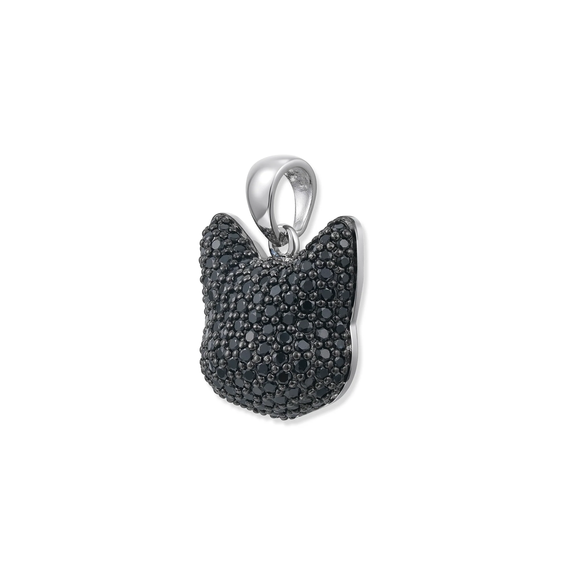 Kuro Cat Pendant, 925 Sterling Silver, Black
