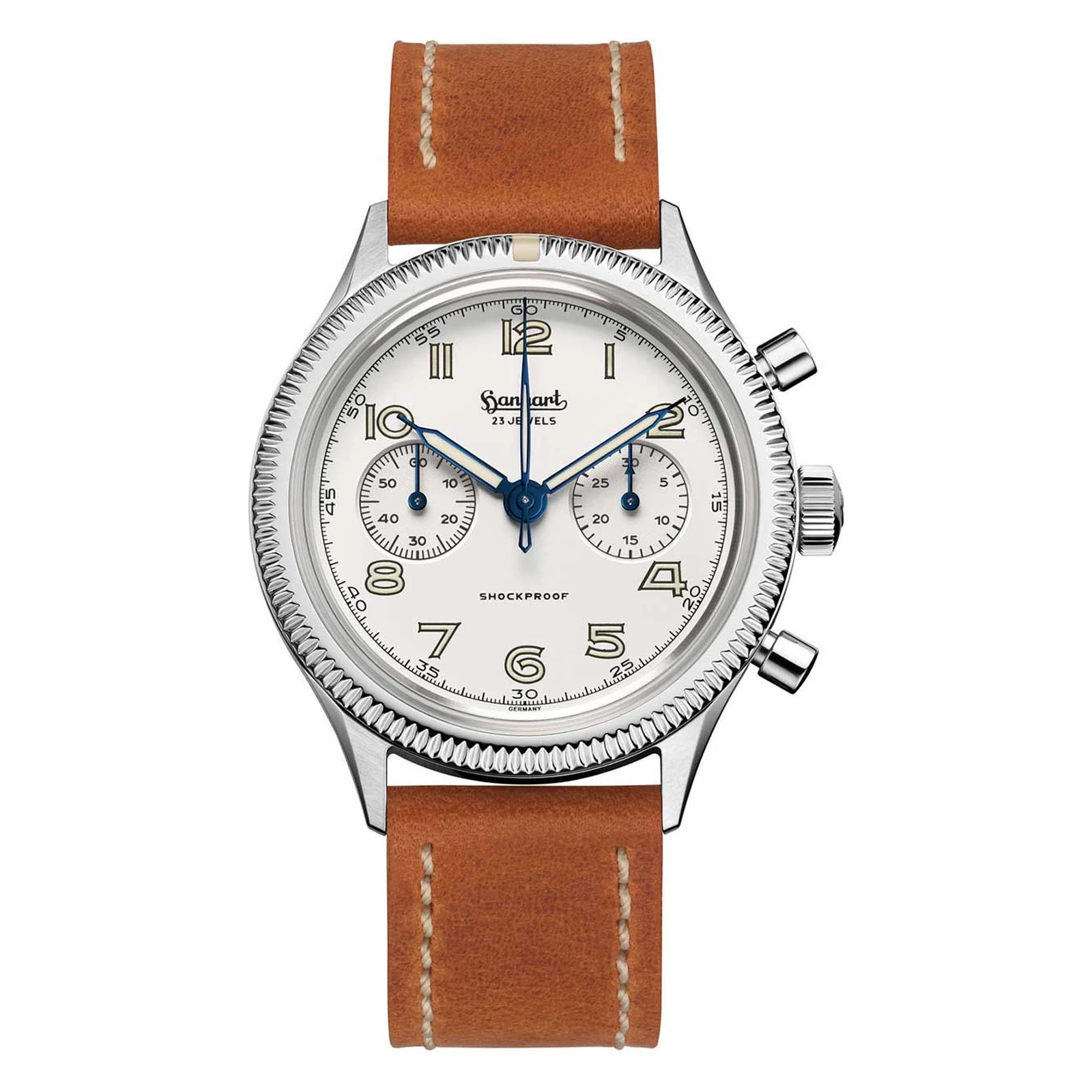 Hanhart 417 ES Moby Dick 42 mm Leather Strap Light Brown Men's Watch H721.202-8210