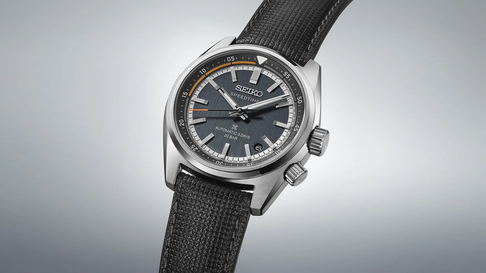 Seiko Prospex Speedtimer Automatic Blue Grey Leather Strap Mens Watch HBC004J1