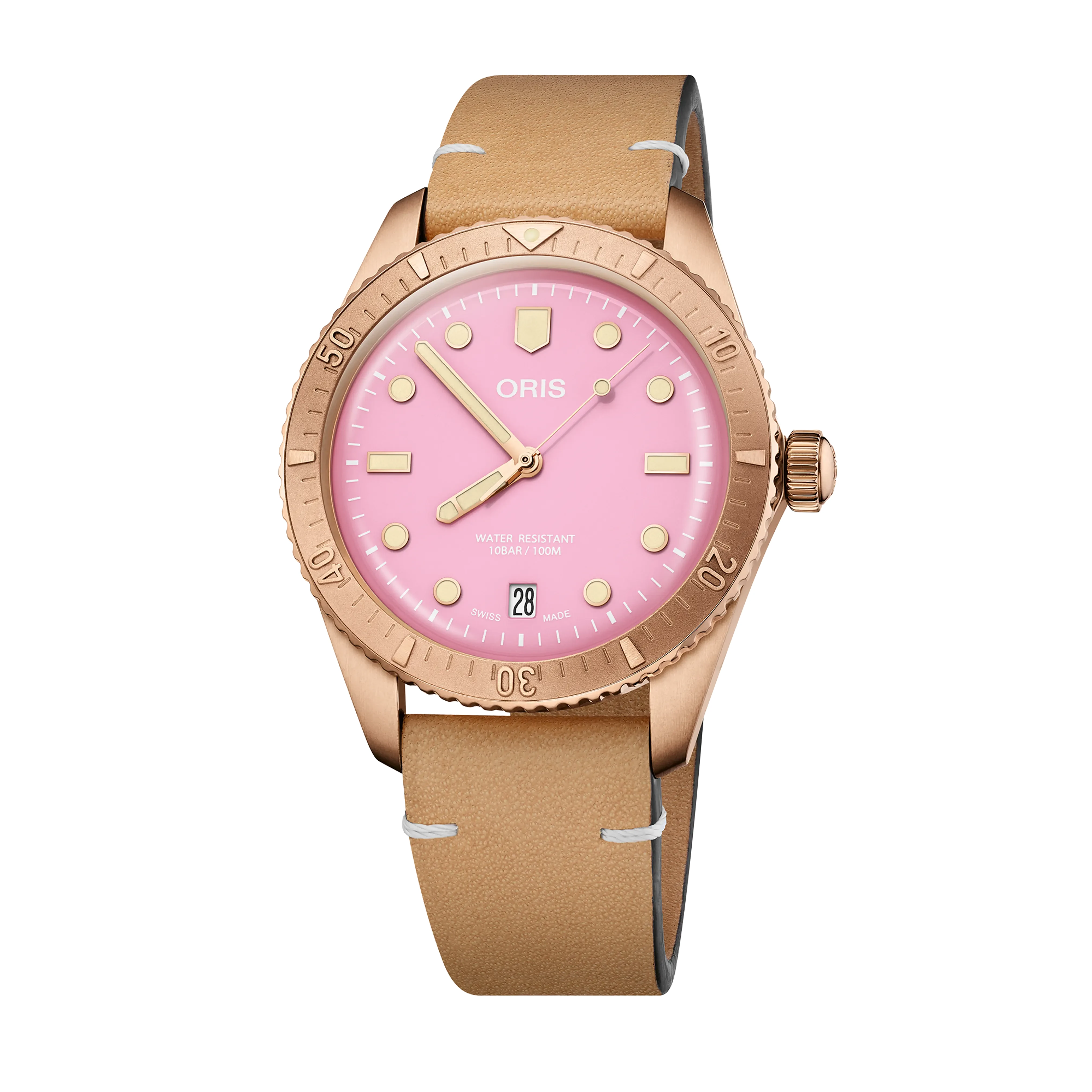 Oris Divers Sixty‑Five Cotton Candy 38mm, Bronze, Pink Women's Watch 01 733 7771 3158-07 5 19 04BR