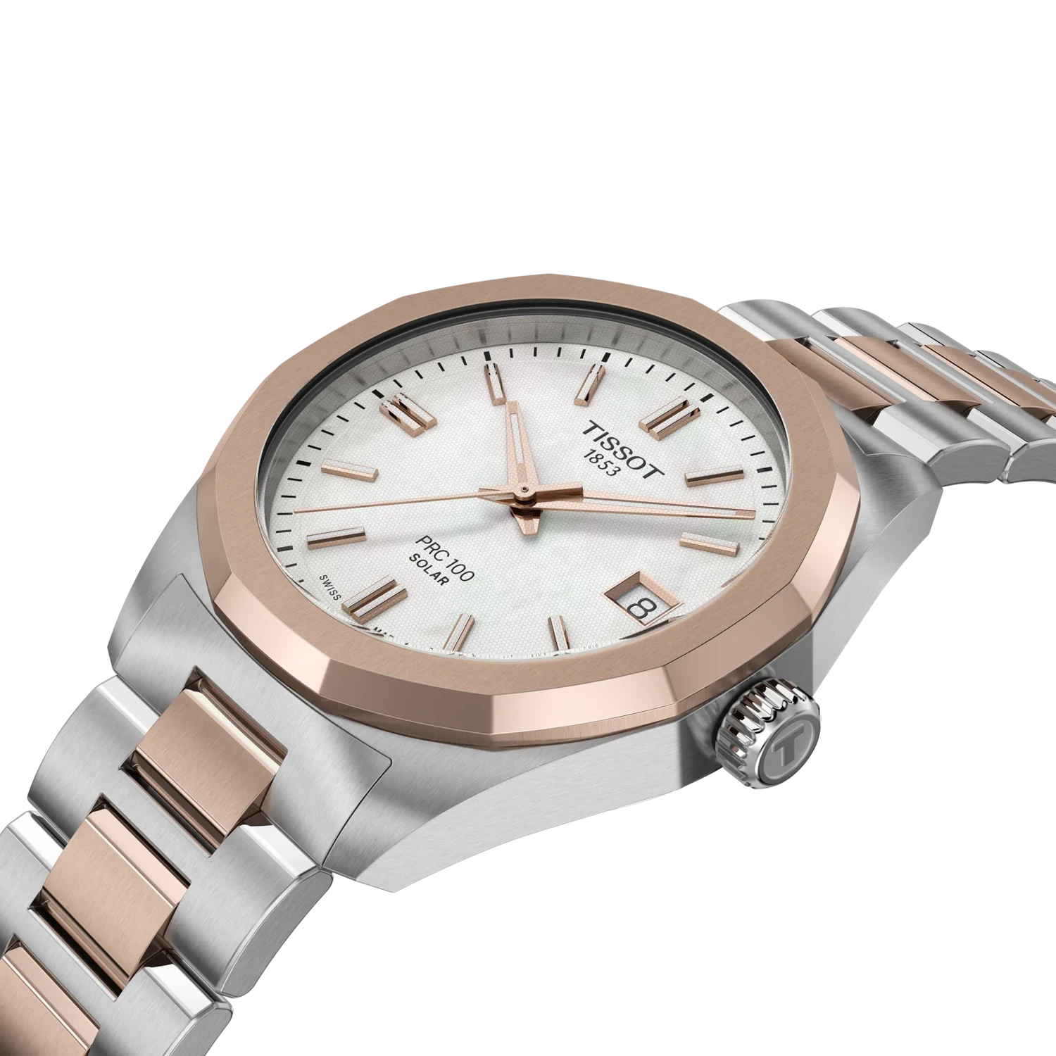 Tissot PRC100 Solar Quartz 34mm Bicolor Ladies Watch T151.822.22.111.00