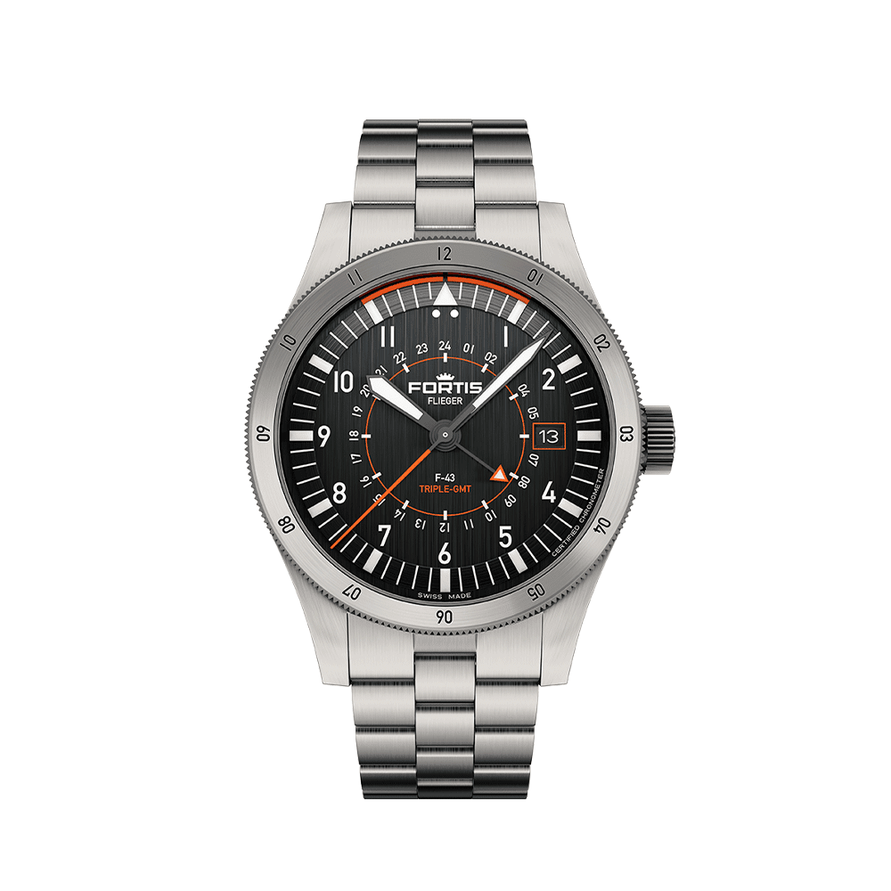 Fortis FLIEGER F-43 Triple-GMT Black Men's Watch F4260000