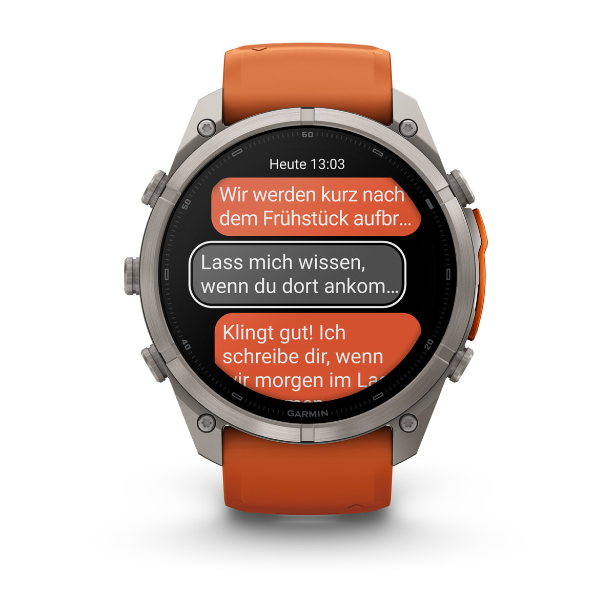 Garmin fēnix® 9 Pro inReach® - 51 mm AMOLED Sapphire Titanium with Autumn Orange/Spark Orange Silicone Band 010-04337-01