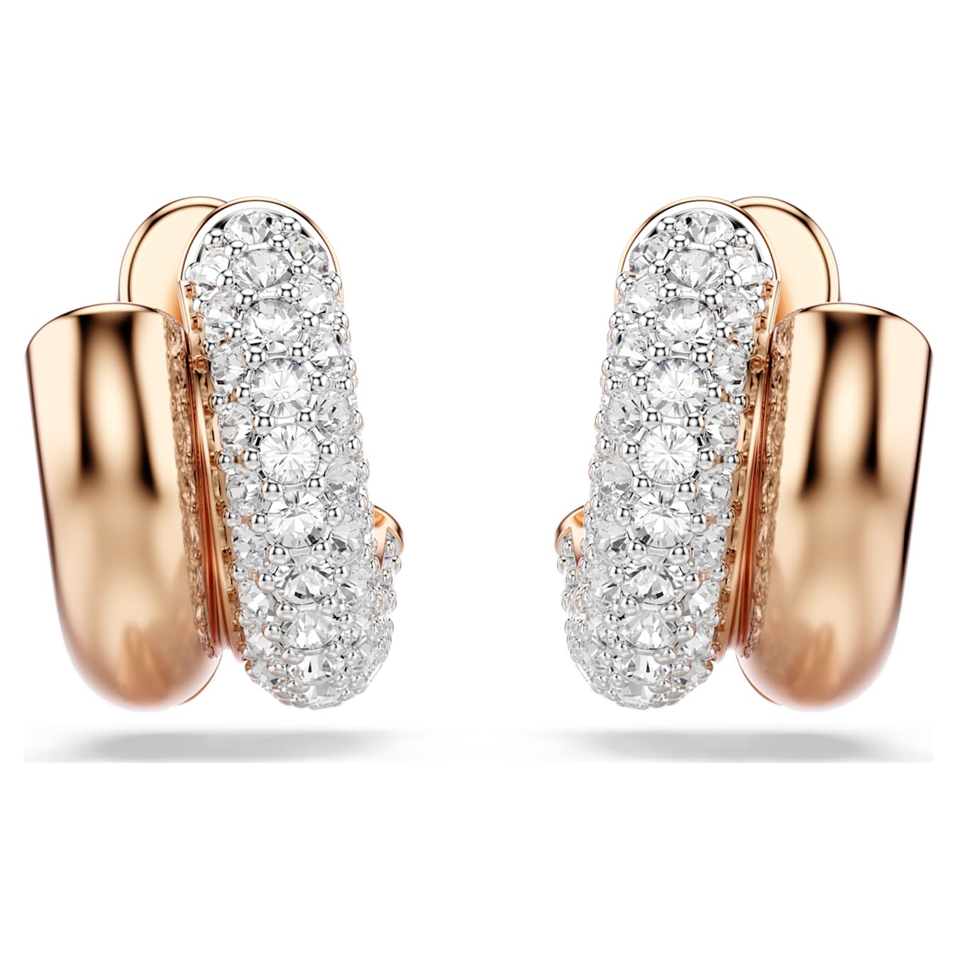 Swarovski Dextera hoop earrings, round cut, mini, white, rose gold alloy layer