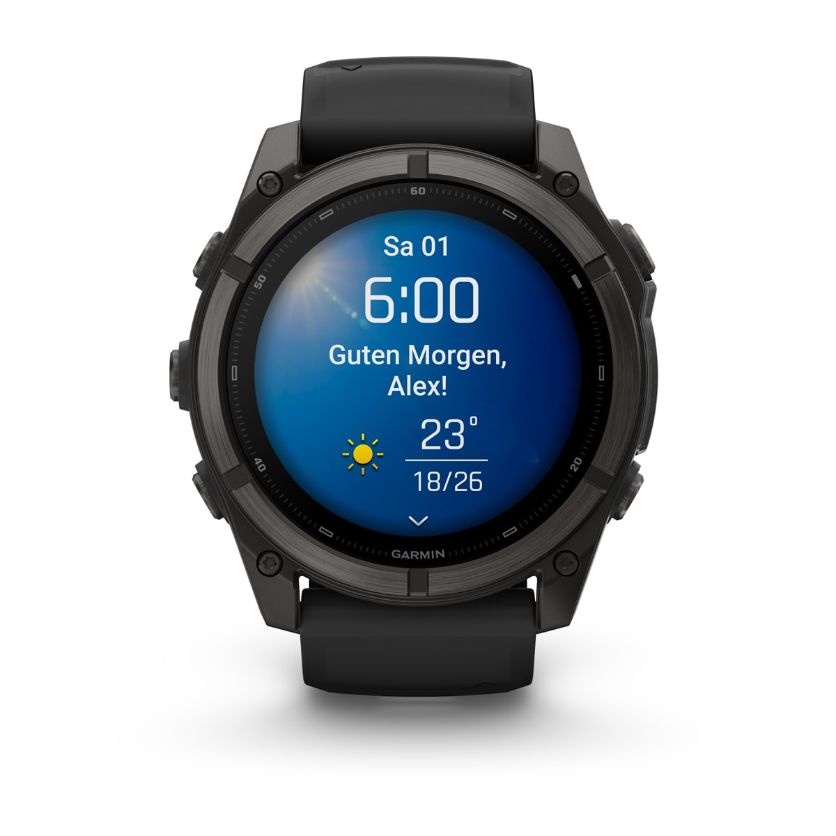 Garmin fēnix® 9 - 51 mm AMOLED Sapphire Black/Carbon Gray DLC Titanium with Black Silicone Band 010-04763-11