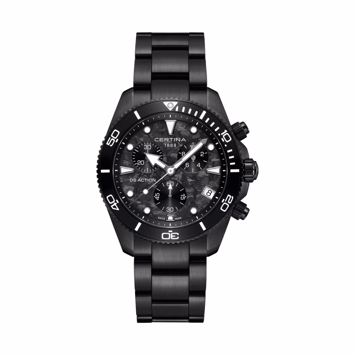 Certina DS Action Chrono, quartz, carbon black, PVD coating, 316L stainless steel men's watch C048.417.33.201.00